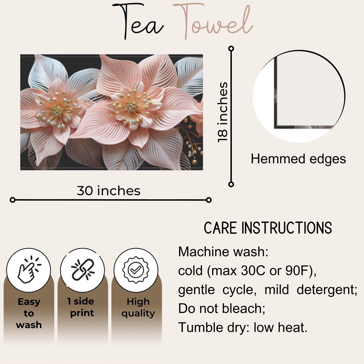 Christmas Tea Towel – Festive Kitchen Linen With Elegant Poinsettia Design