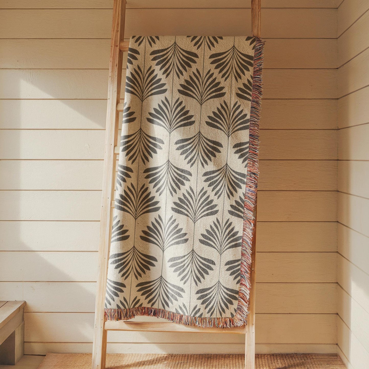 Cotton Throw Blanket – Woven Tapestry With Fringed Edge | Soft Sofa Cover, Neutral Home Accent