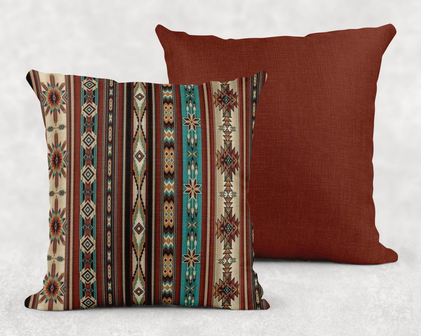 Boho Ikat Throw Pillow - Rustic Woven Cotton Cushion with Colorful Fringed Edges - timelessbohochic.com