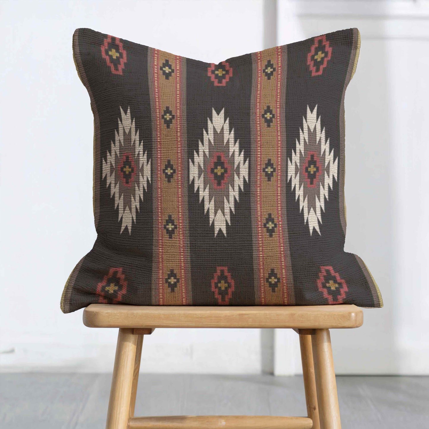 Boho Navajo Throw Pillow - Colorful Ikat Pattern Decorative Couch Pillow - timelessbohochic.com