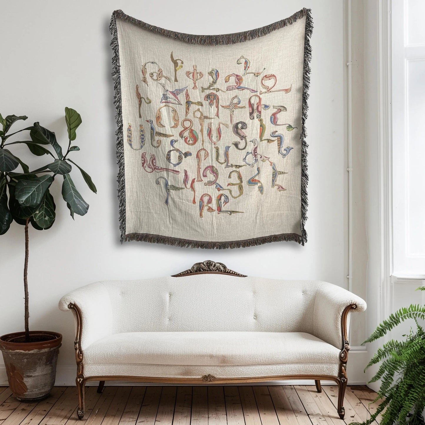Armenian Heritage Blanket – Cozy Woven Cotton Throw with Haykakan Bird Design