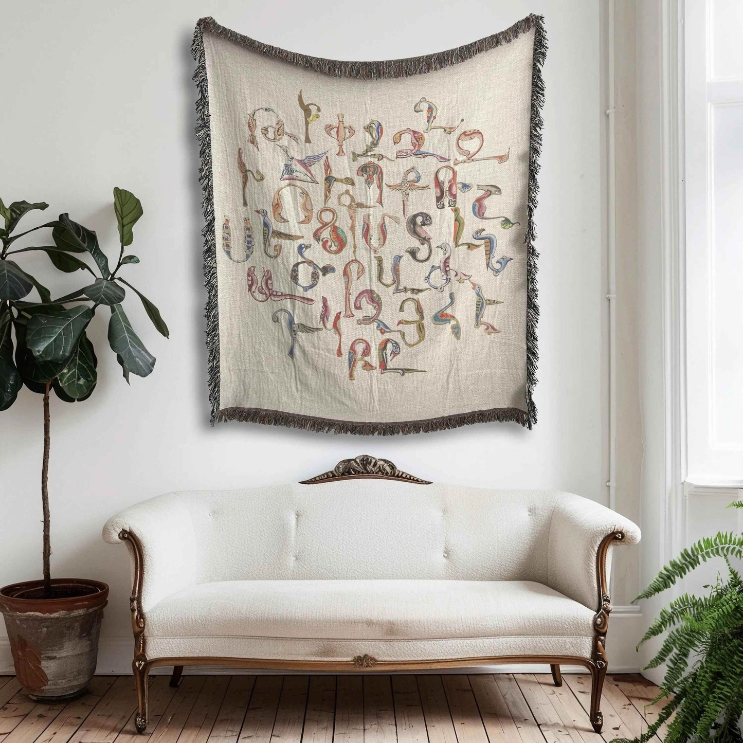 Armenian Heritage Blanket - Cozy Woven Cotton Throw Featuring Haykakan Bird Design - timelessbohochic.com