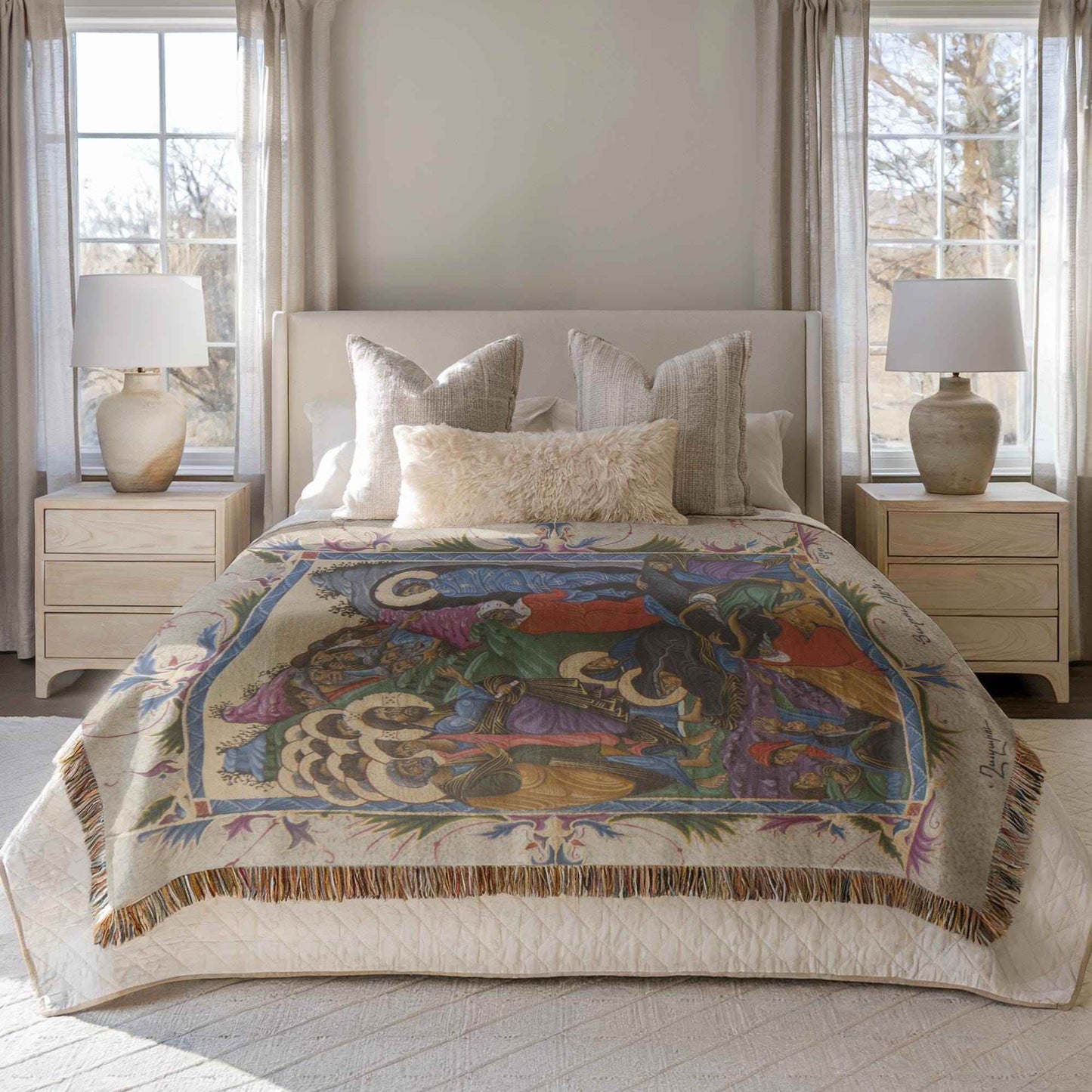 Armenian Tapestry Throw – Large Durable Cotton Throw | Spiritual Wall Hanging - timelessbohochic.com