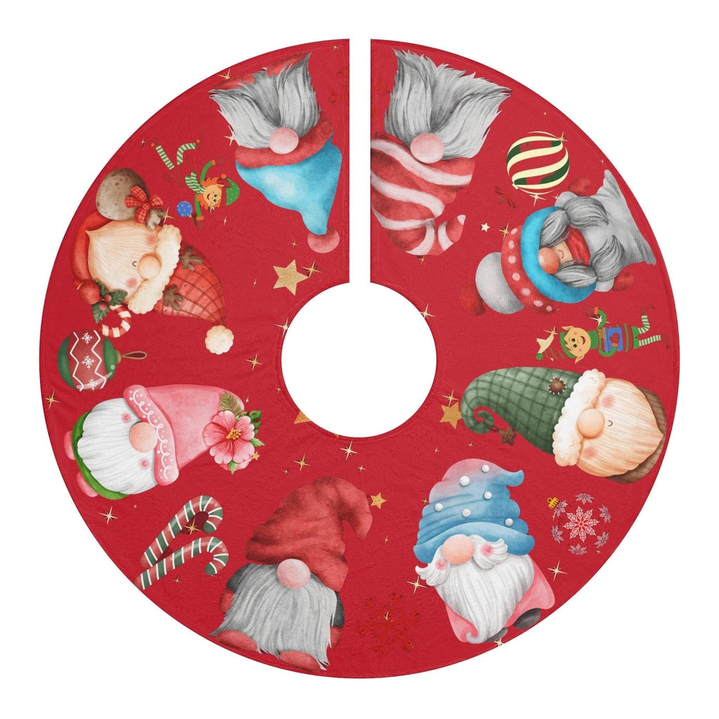 Gnome Christmas Tree Skirt – Cute Gnome Patterns | Festive Holiday Tree Wrap