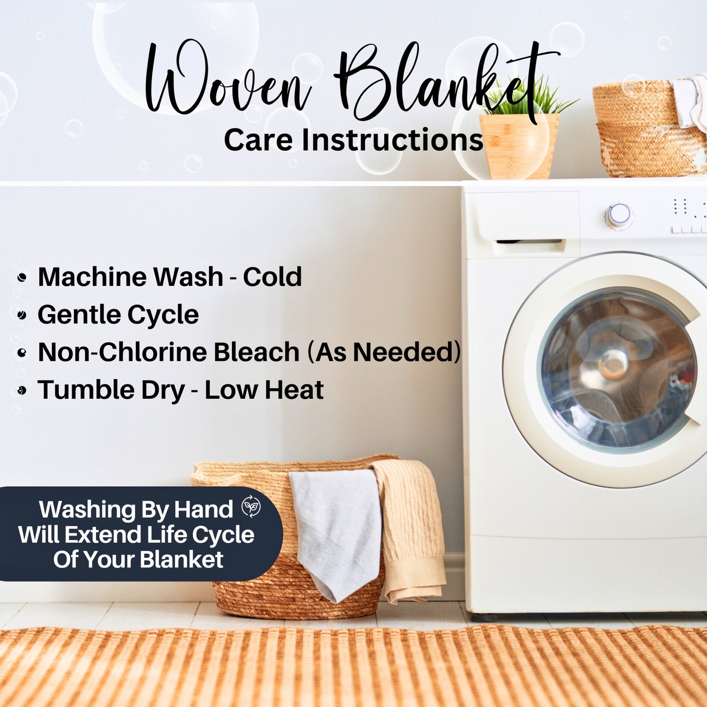 Woven Statement Blanket – Modern Throw Cotton Artisan Decorative Throw with Colorful Fringed Edges