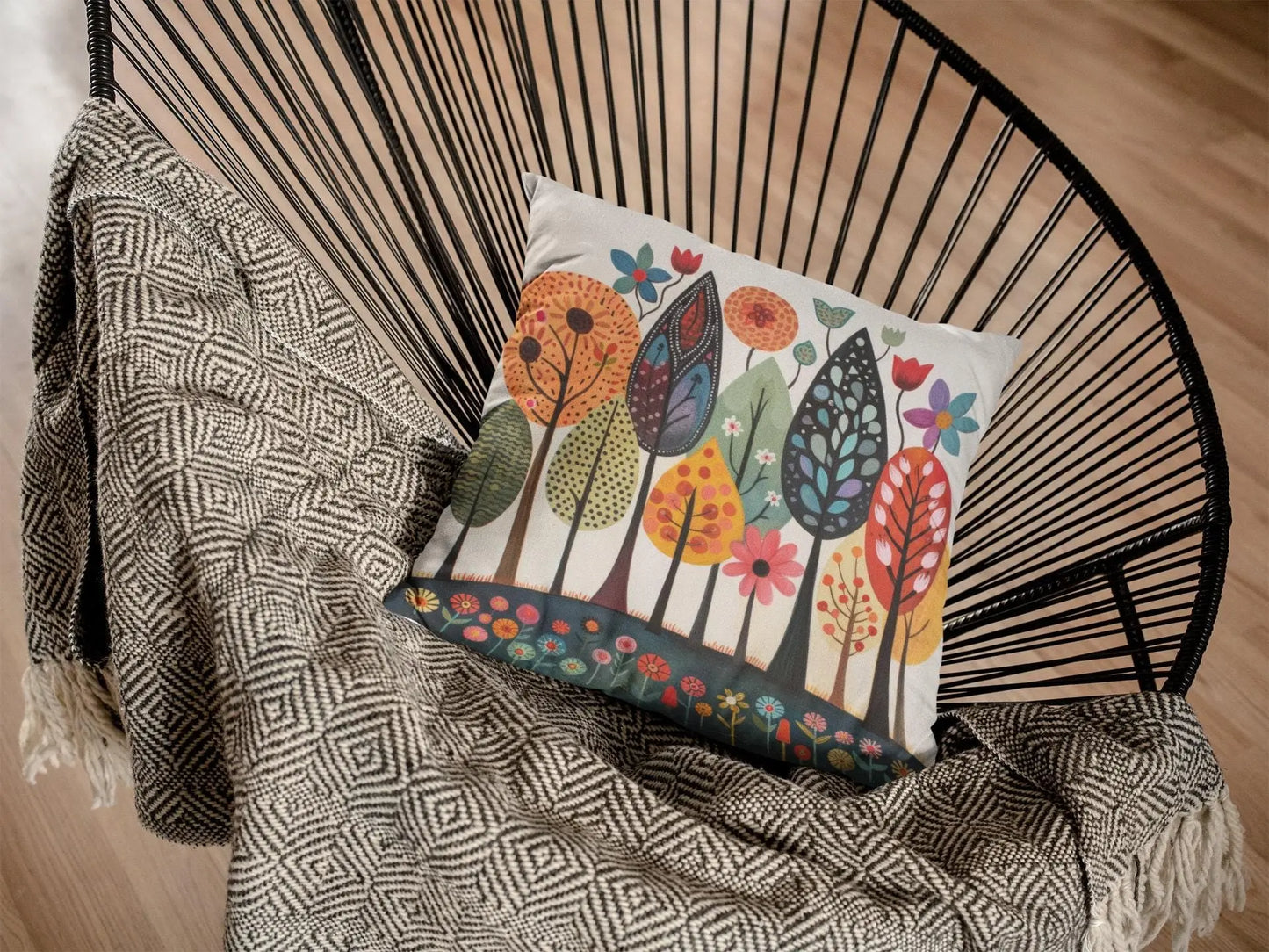 Nordic Forest Pillow Sham Lagom Tree Design Scandi Woodland Art Eco-Friendly Home Decor Mysa Pattern Nature Lover Gift Hygge Bedstemor Gift
