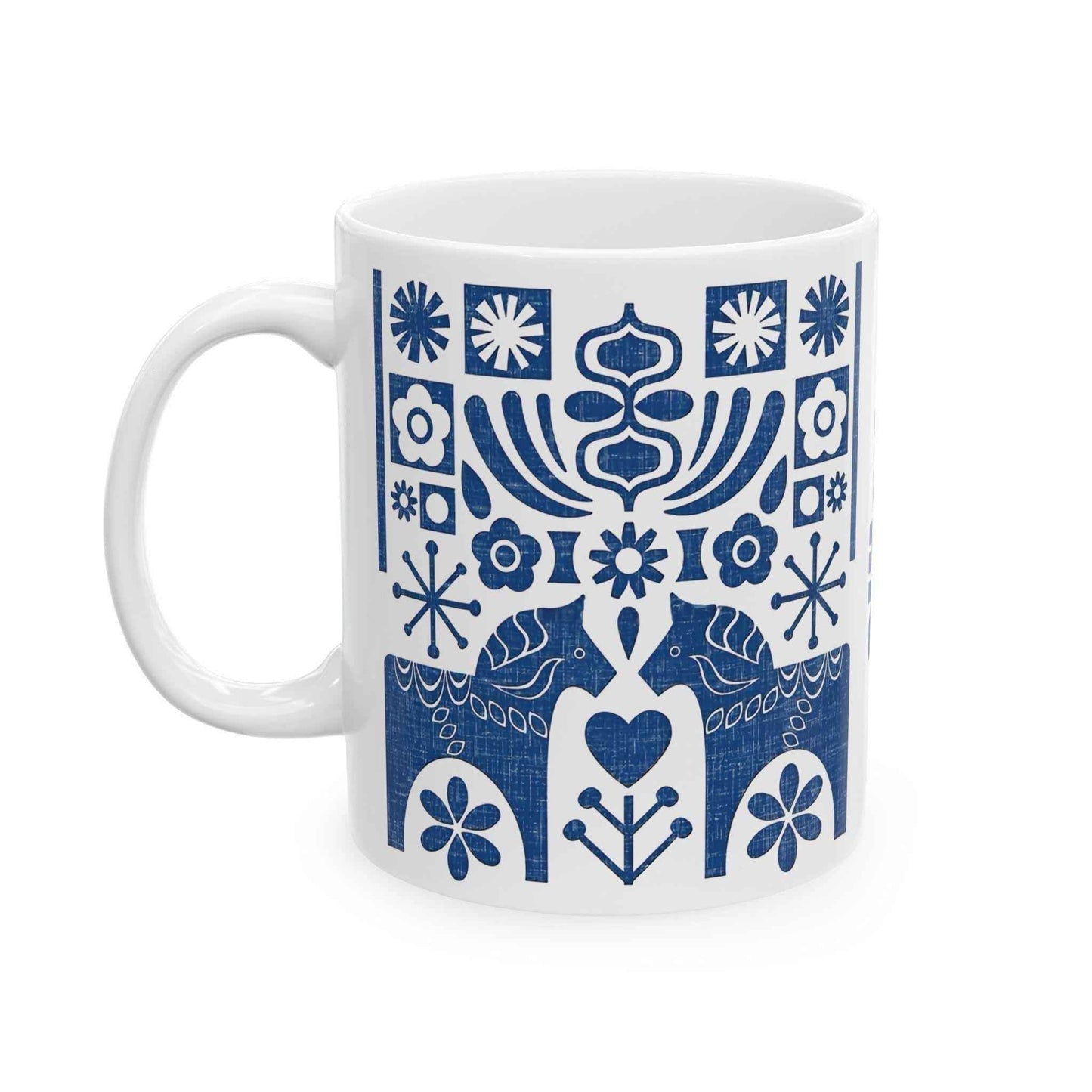 Blue Dala Horse Mug - Personalized Ceramic Coffee Cup | Unique Dad Gift - timelessbohochic.com