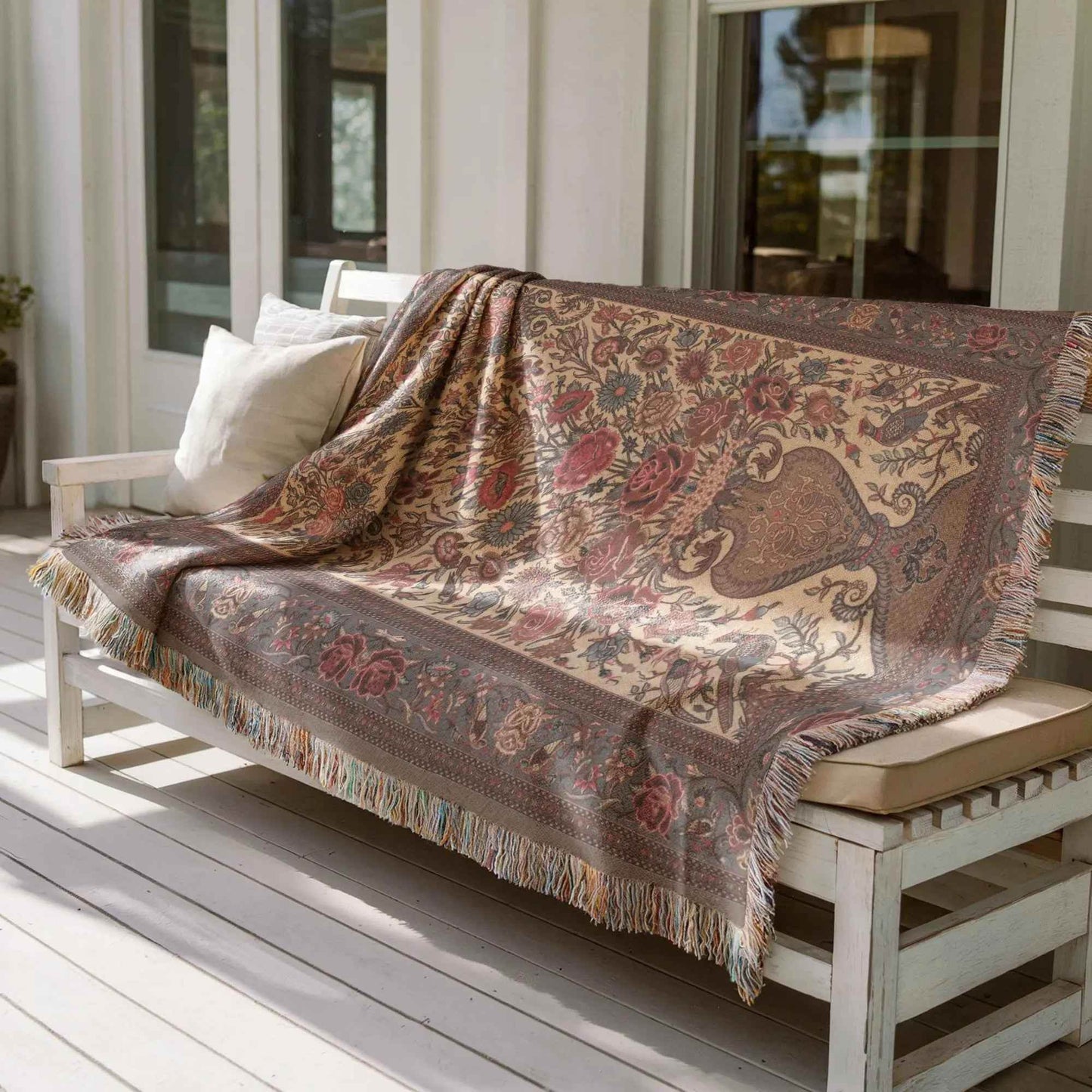 Persian Vase Wall Hanging - Cotton Throw Blanket - timelessbohochic.com