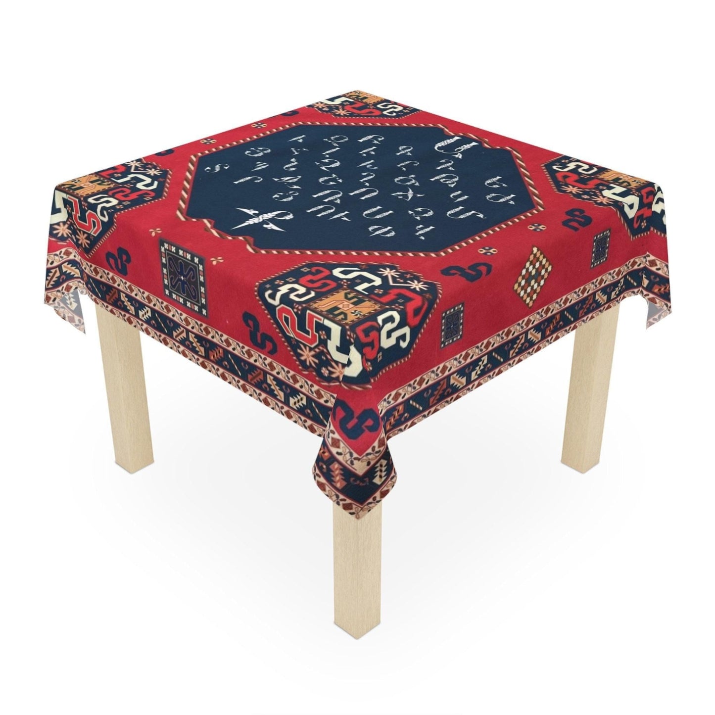 Armenian Tablecloth - Square Stylish Table Cover | Personalized Boho Linen Gift
