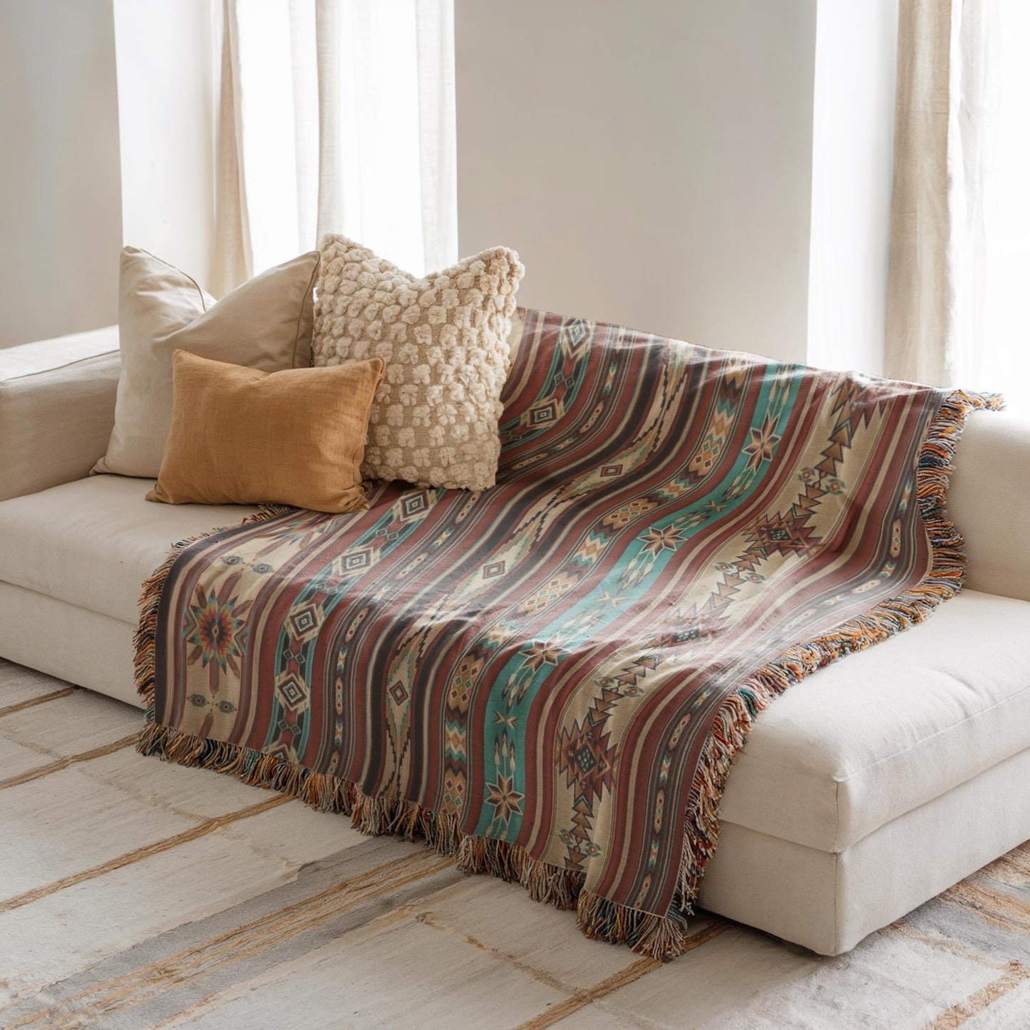 Native American Blanket, Navajo Pattern Office Decor, Southwestern Design Throw, Ethnic Man Cave Blanket, Tribal Decor, Boho