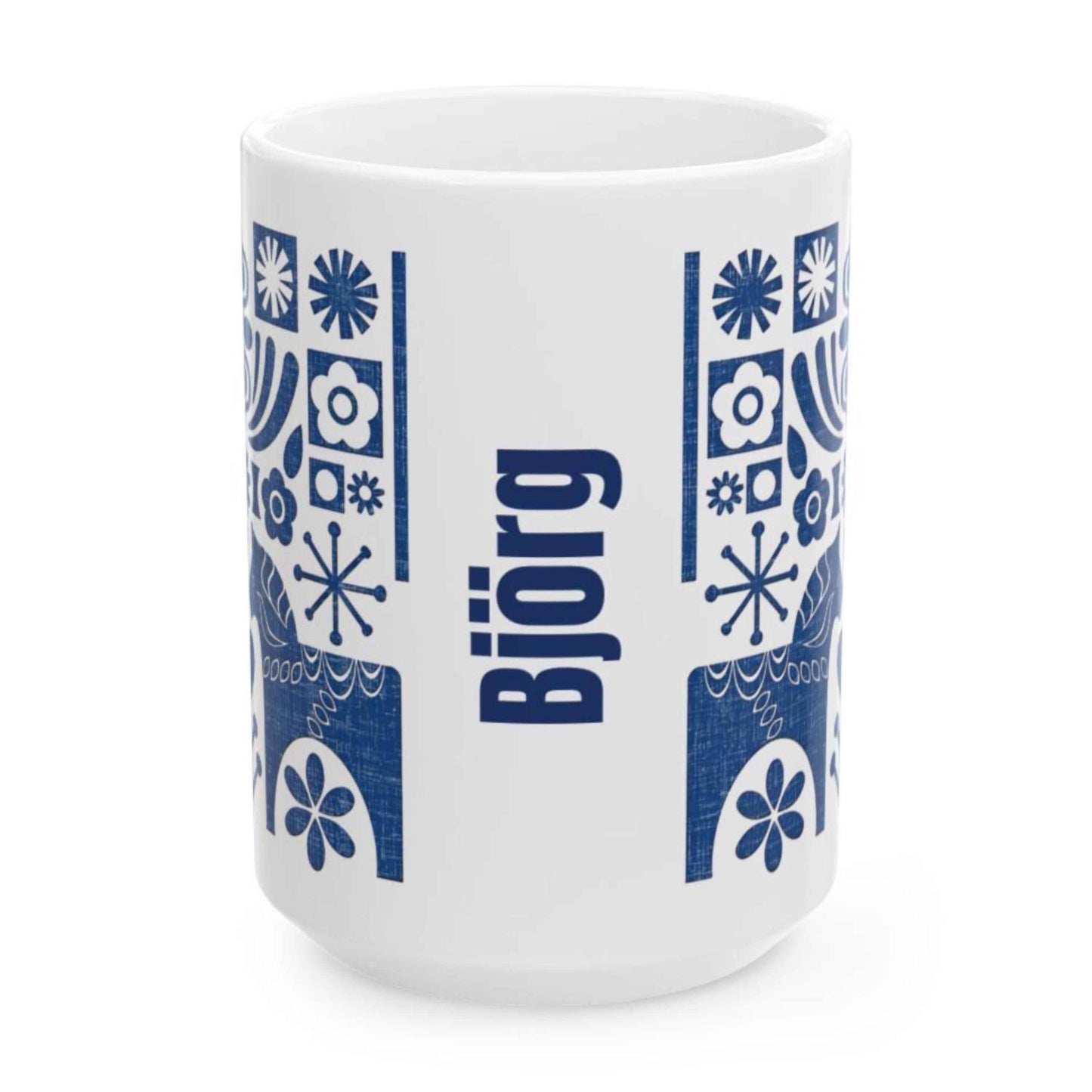 Blue Dala Horse Mug - Personalized Ceramic Coffee Cup | Unique Dad Gift - timelessbohochic.com