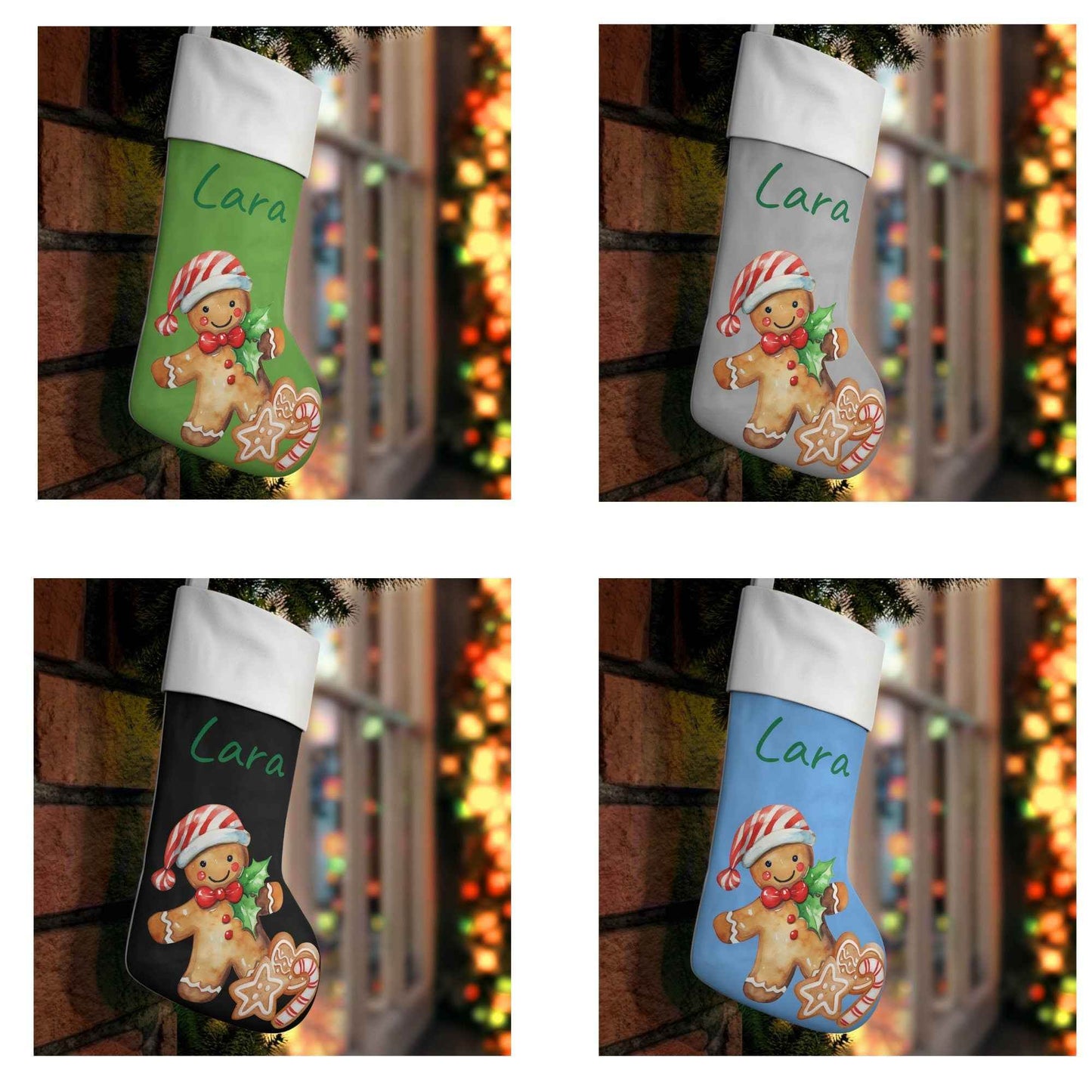 Personalized Christmas Stocking - Custom Holiday Decor with Cookie Design & Name - timelessbohochic.com