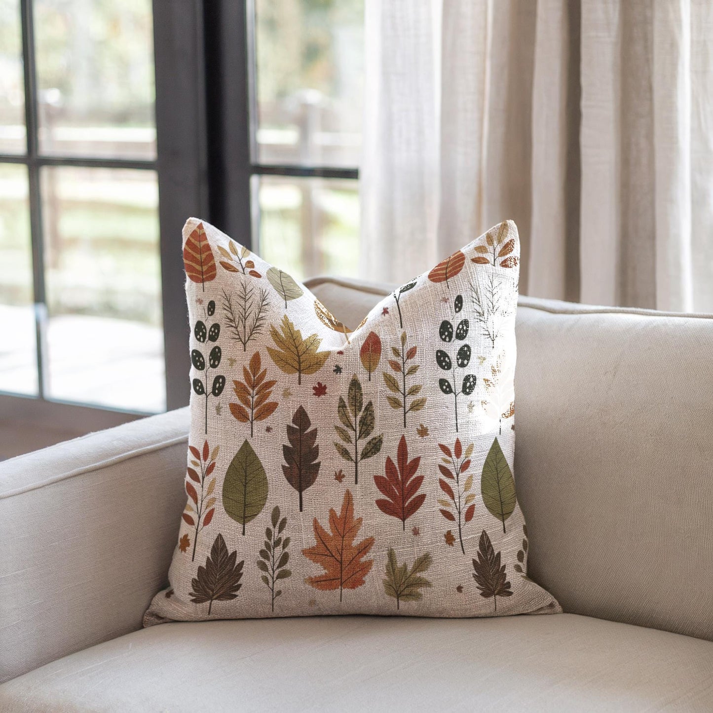 Autumn Leaves Pillow – Fall Decorative Cushion | Cozy Seasonal Throw Pillow