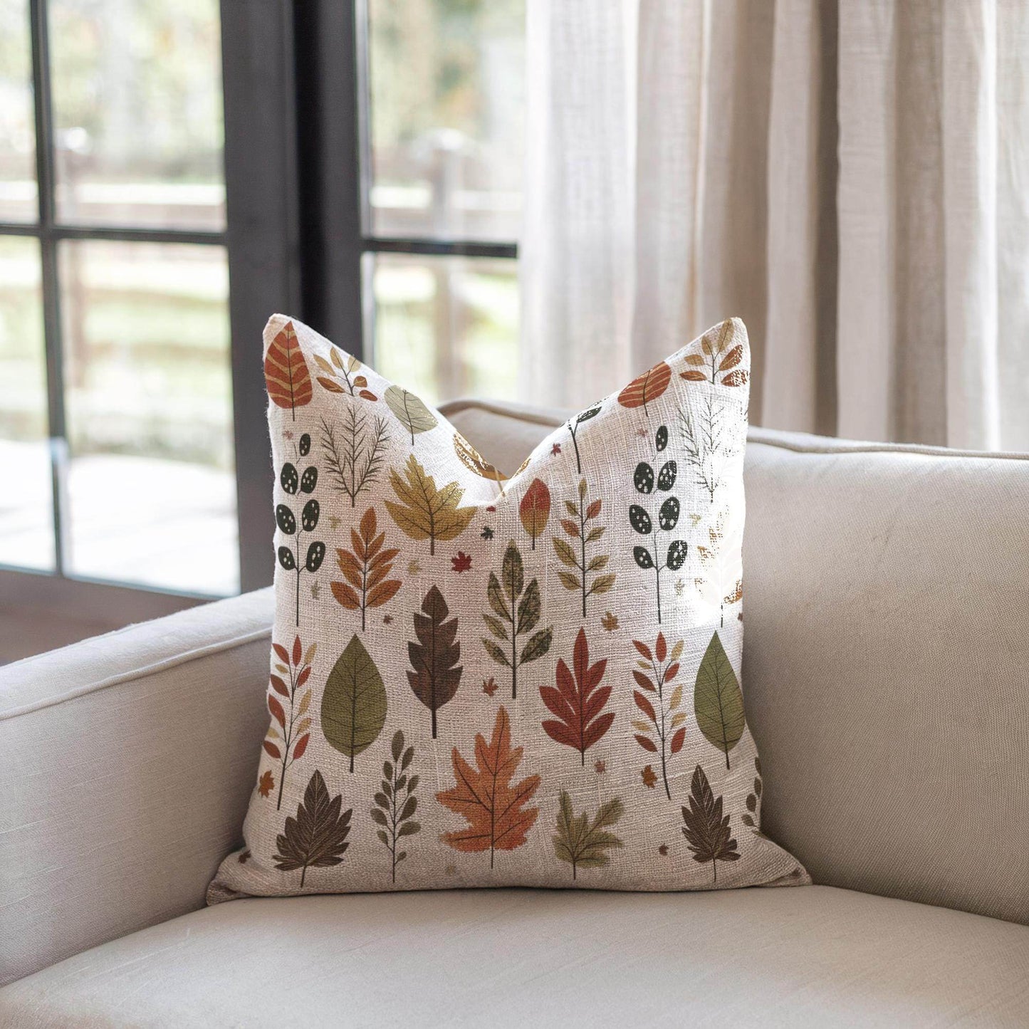 Autumn Leaves Pillow – Fall Decorative Cushion | Cozy Seasonal Throw Pillow - timelessbohochic.com