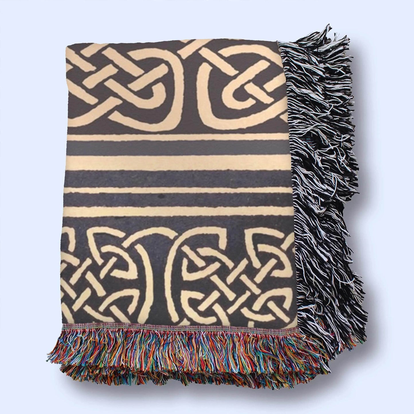 Irish Eternity Knot Blanket Set - Cozy Cotton Woven Throw & Pillow for Celtic Home Decor - timelessbohochic.com