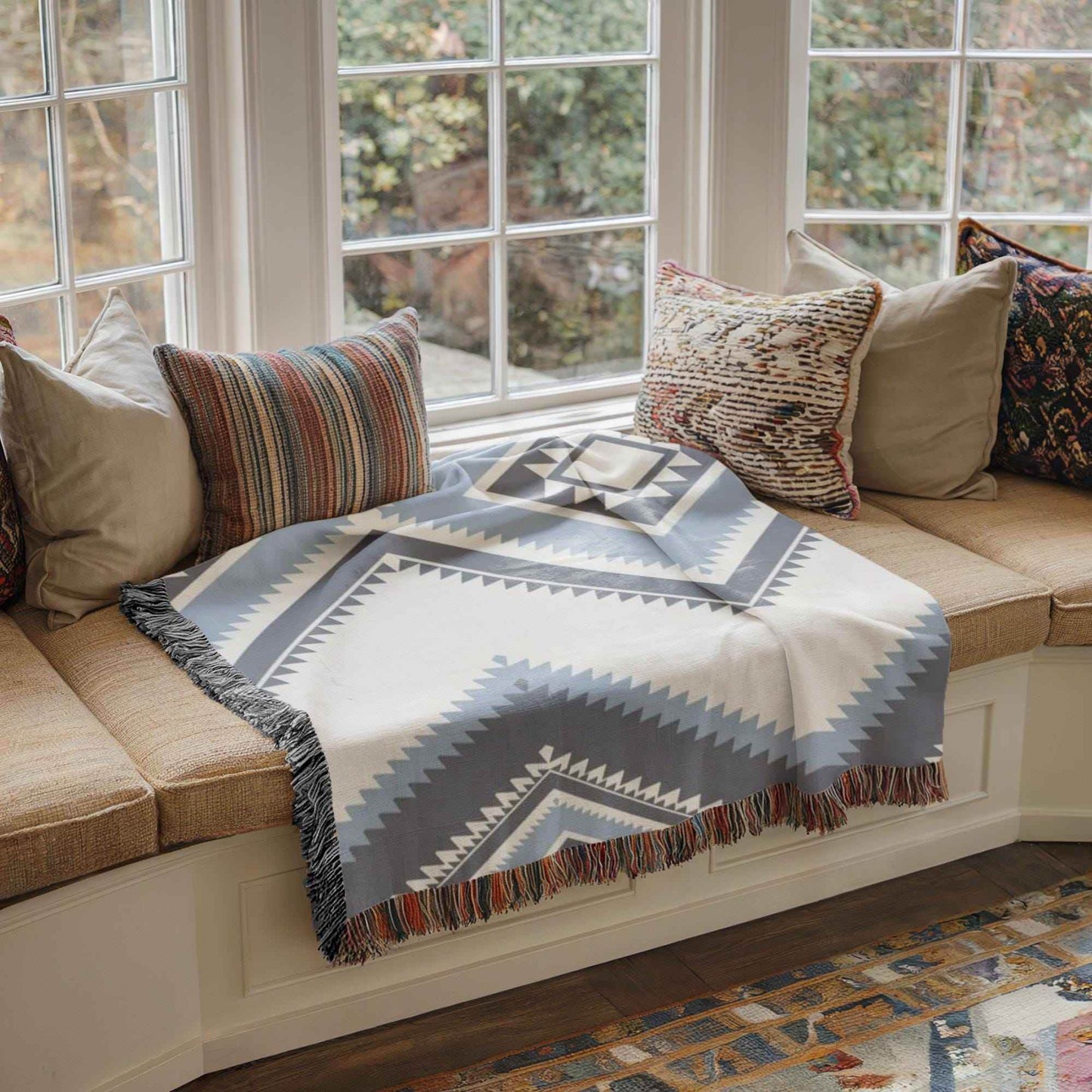 Southwestern Cotton Blanket | Cozy Fall Throw With Navajo Style & Boho Chic Decorative Design - timelessbohochic.com