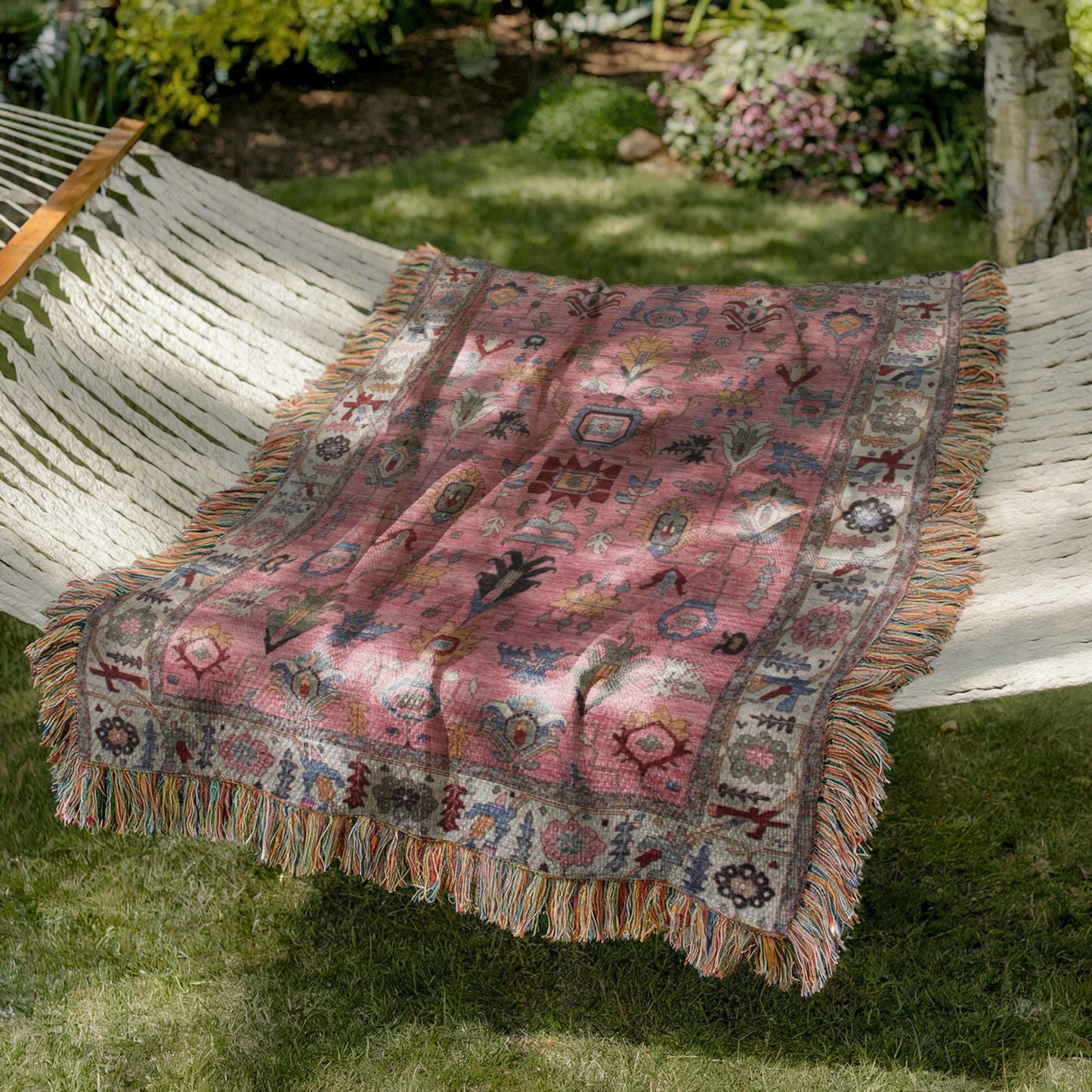 Moroccan Boho Blanket – Soft Woven Cotton Throw | Fringed Decorative Coverlet