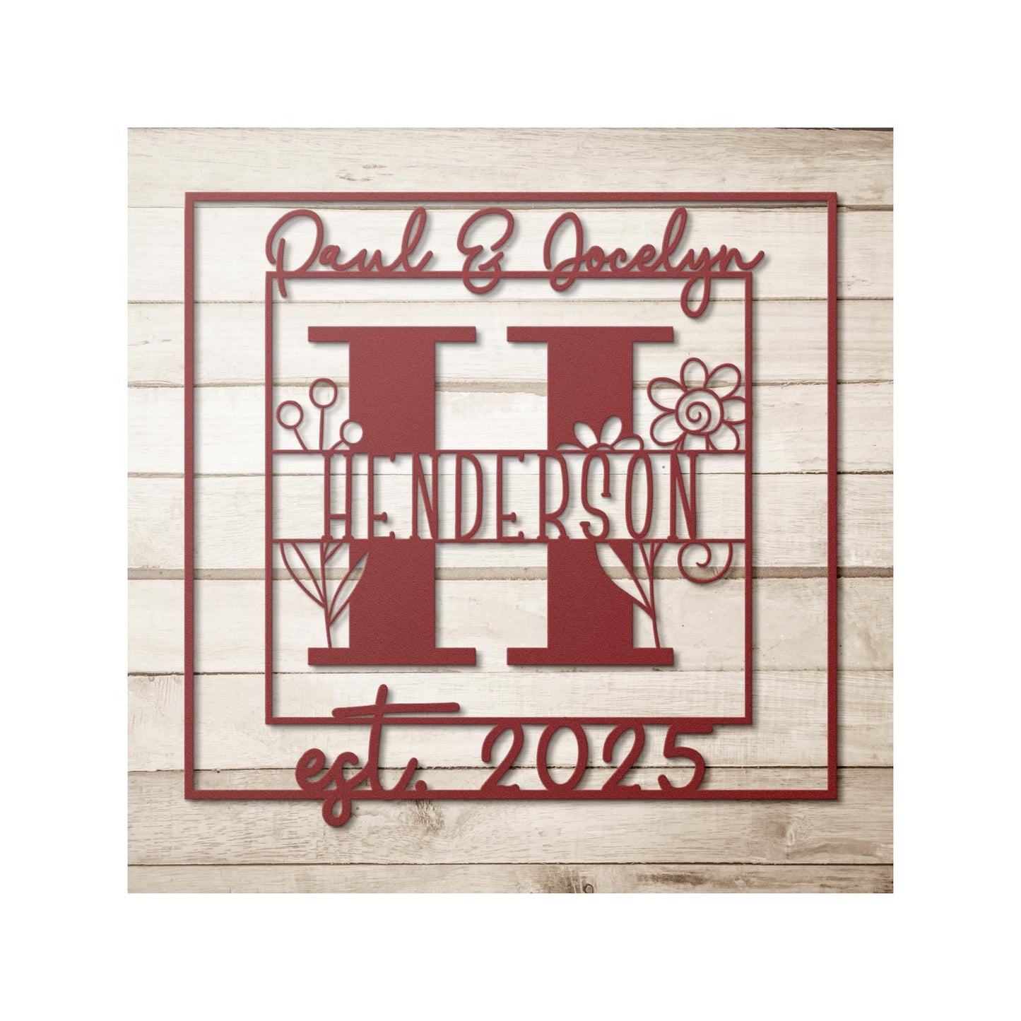 Personalized Front Door Sign | Custom Family Name Plaque - Powder Coated Metal For Porch Decor