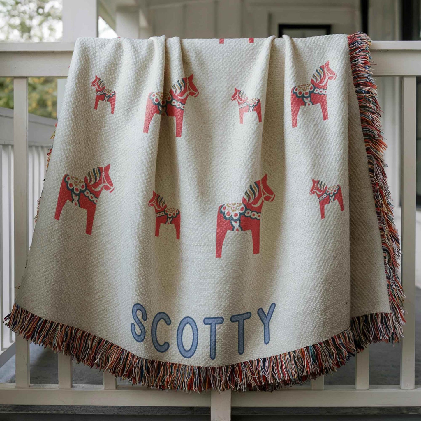 Personalized Baby Blanket - Custom Name Cotton Throw | Scandinavian Nursery Decor - timelessbohochic.com