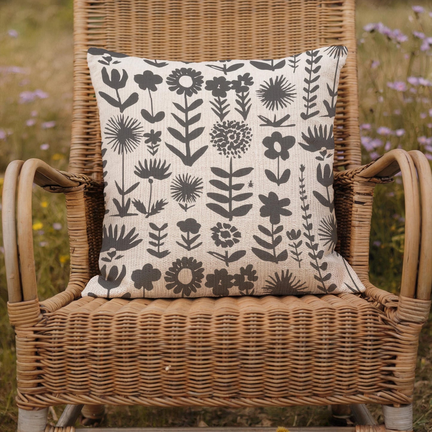 Floral Pillow – Botanical Decor Woven Throw Cushion | Rustic Charm Pillow