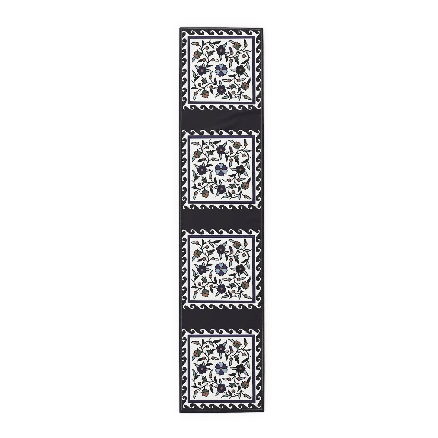Armenian Iznik Table Runner – Handmade Floral Boho Table Decor Accent - timelessbohochic.com