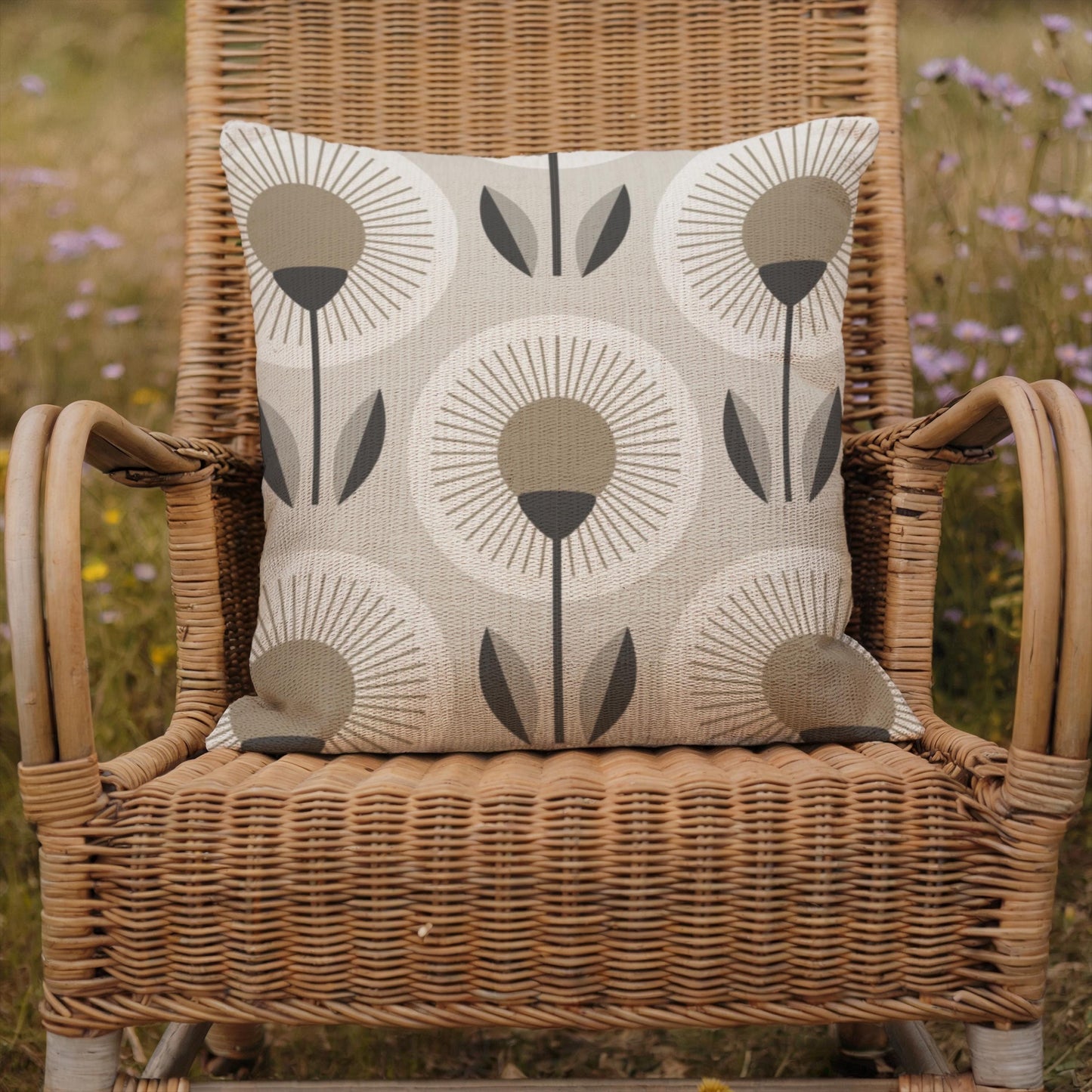 Woven Floral Pillow - Modern Home Cushion | Botanical Accent Throw Pillow