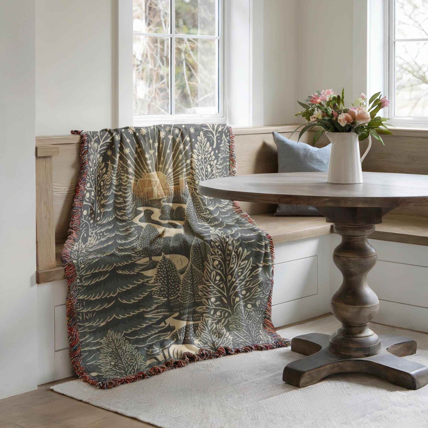 Holiday Woven Blanket – Cozy Christmas Throw Blanket With Festive Forest Trees - timelessbohochic.com