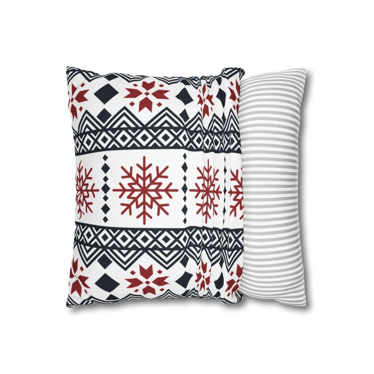 Scandi Pillow Cover – Black Red Snowflake Nordic Cushion | Winter Home Decor