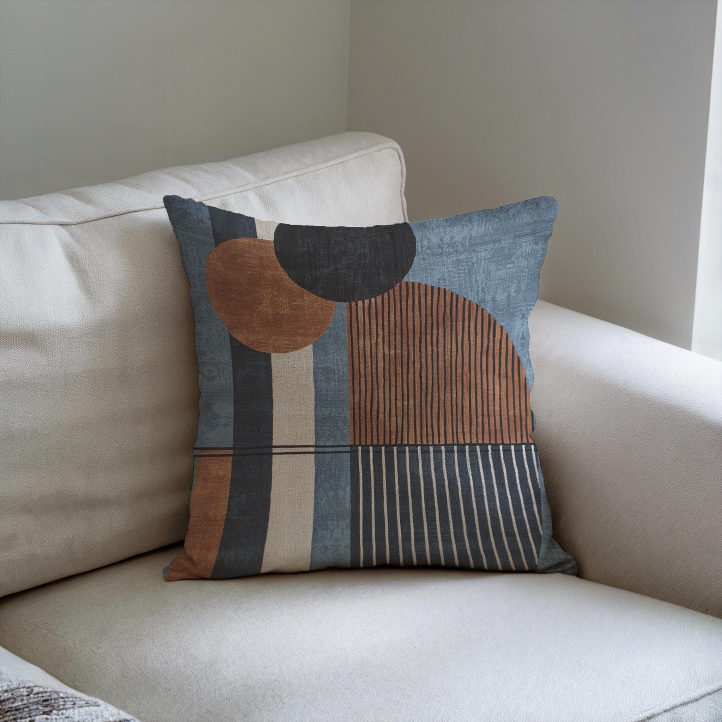 Woven Throw Pillow | Boho Eclectic Style - Minimalist Home Accent with Textured Fabric Cushion