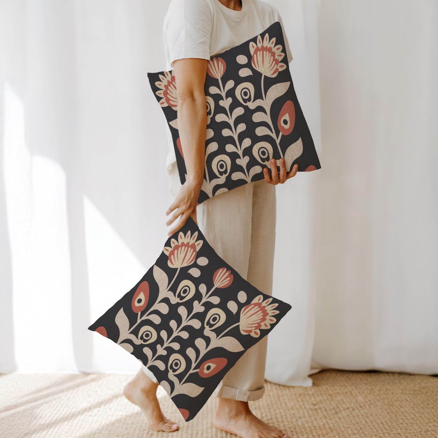 Matisse Inspired Pillow - Mid Century Cushion | Cotton Woven Floral Art Decor - timelessbohochic.com
