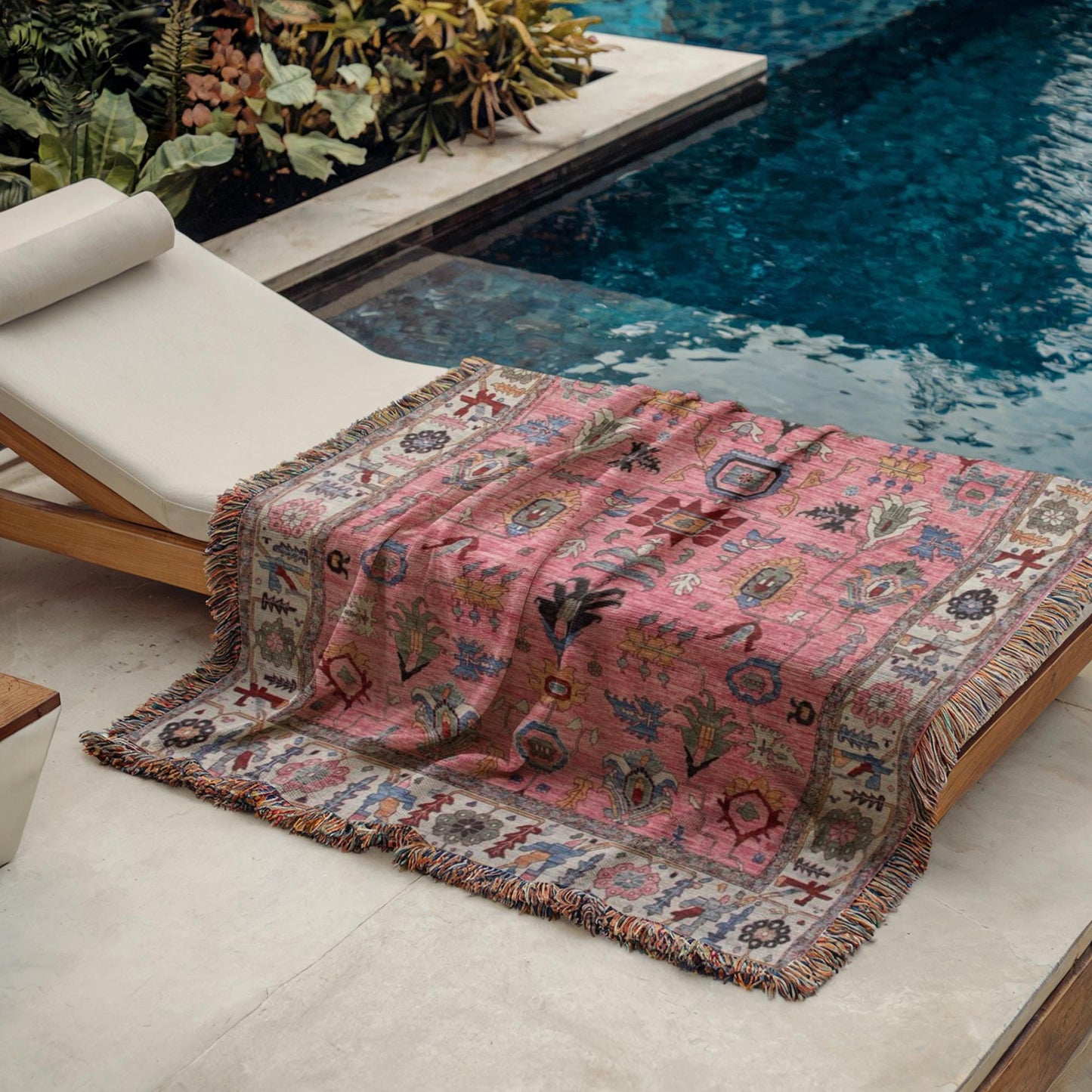 Moroccan Boho Blanket – Soft Woven Cotton Throw | Fringed Decorative Coverlet