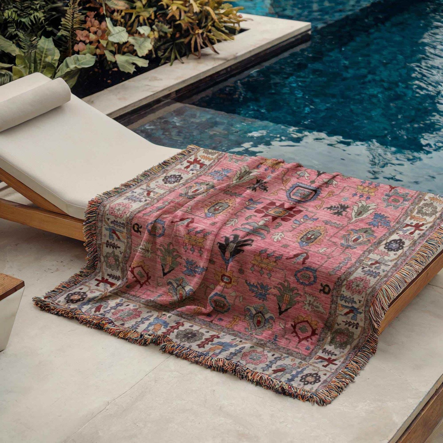 Moroccan Boho Blanket – Soft Woven Cotton Throw | Fringed Decorative Coverlet - timelessbohochic.com