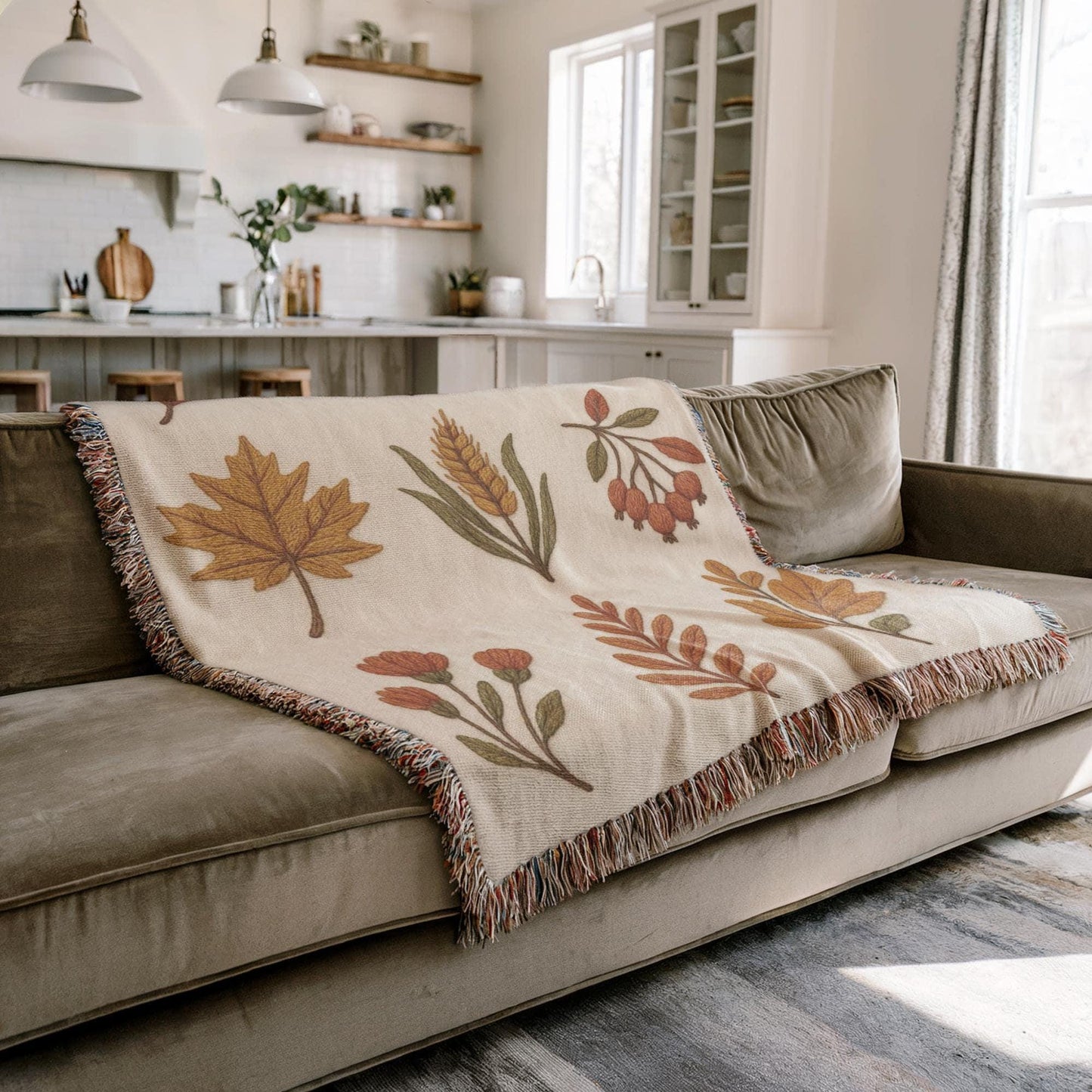 Autumn Leaves Throw Blanket – Cozy Fall Couch Throw With Leaf Pattern Design