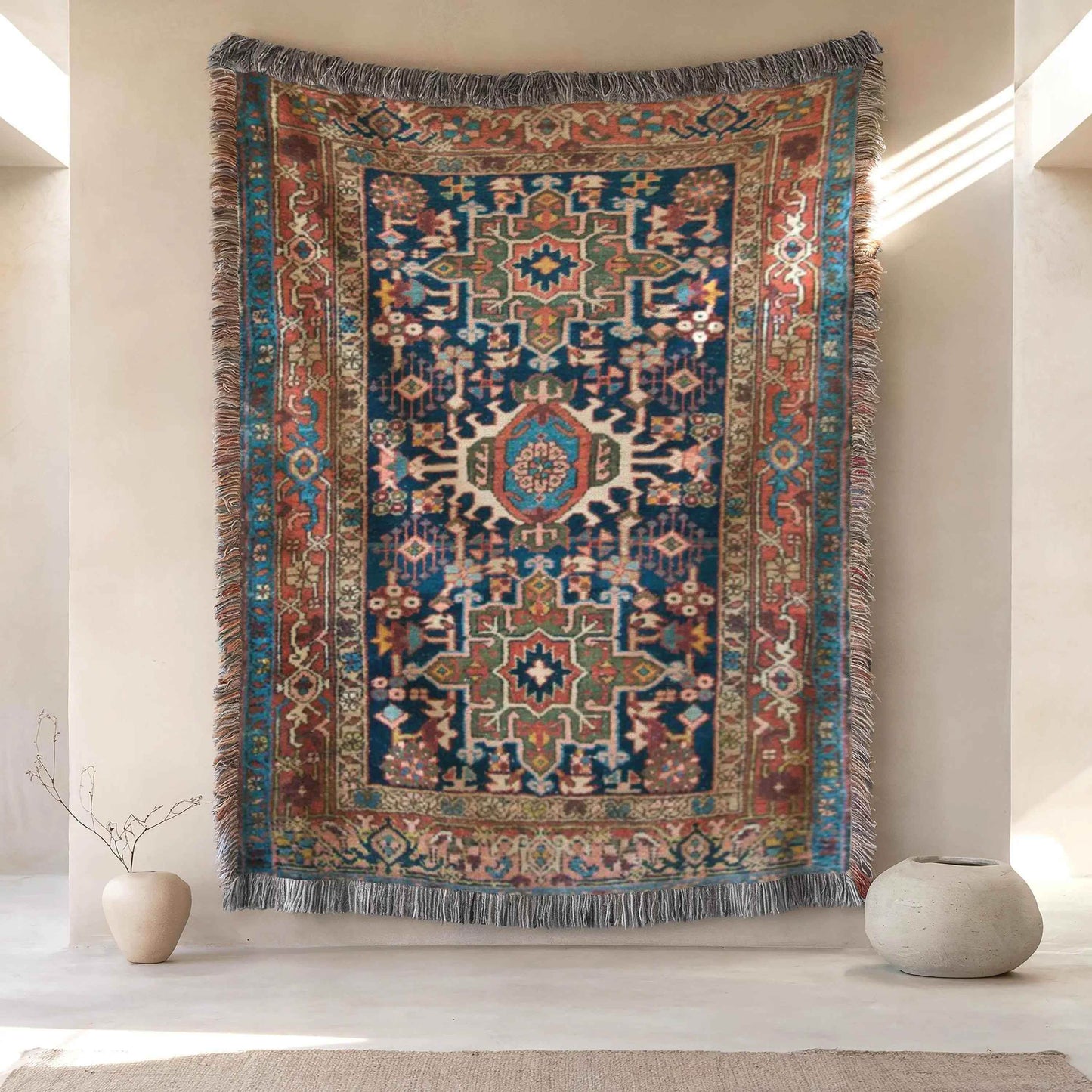 Turkish Rug Wall Hanging – Boho Wall Decor Woven Tapestry Rug for Living Room - timelessbohochic.com
