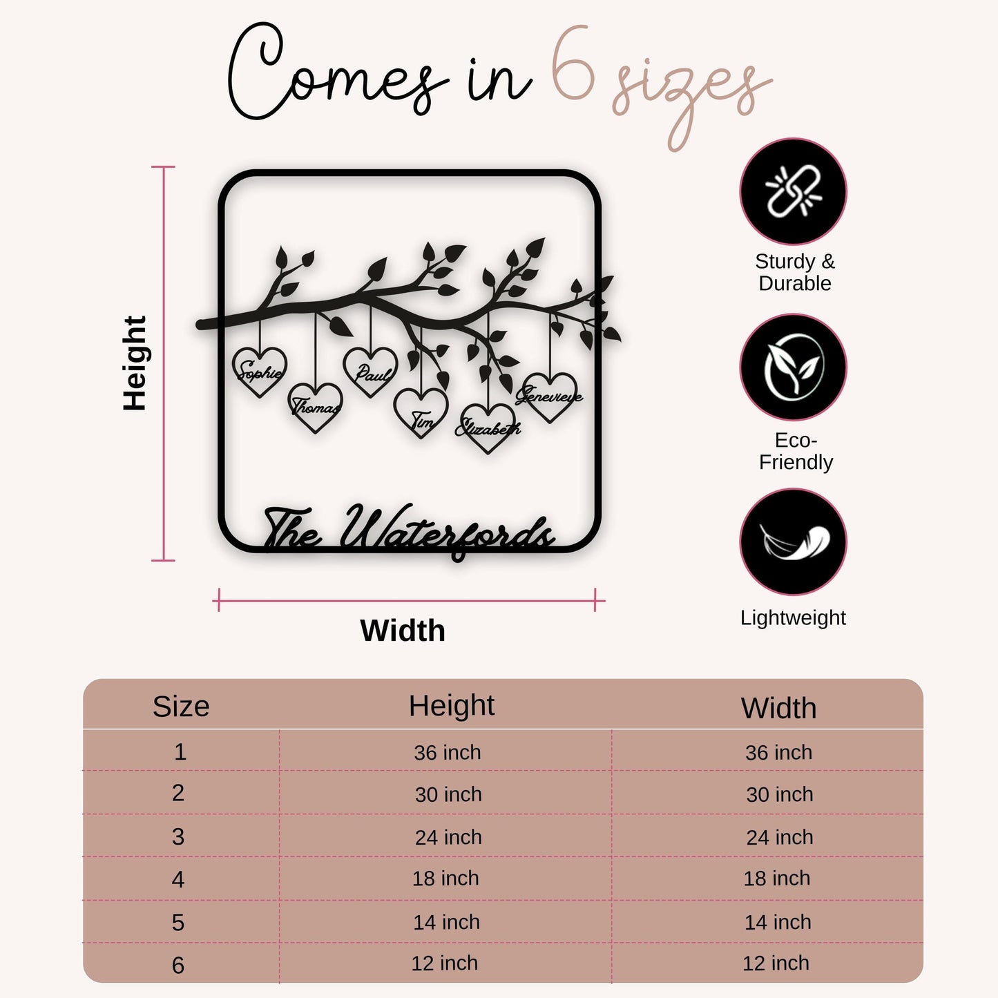 Personalized Family Tree Sign - Custom Metal Front Door Plaque | Durable Steel Wall Decor