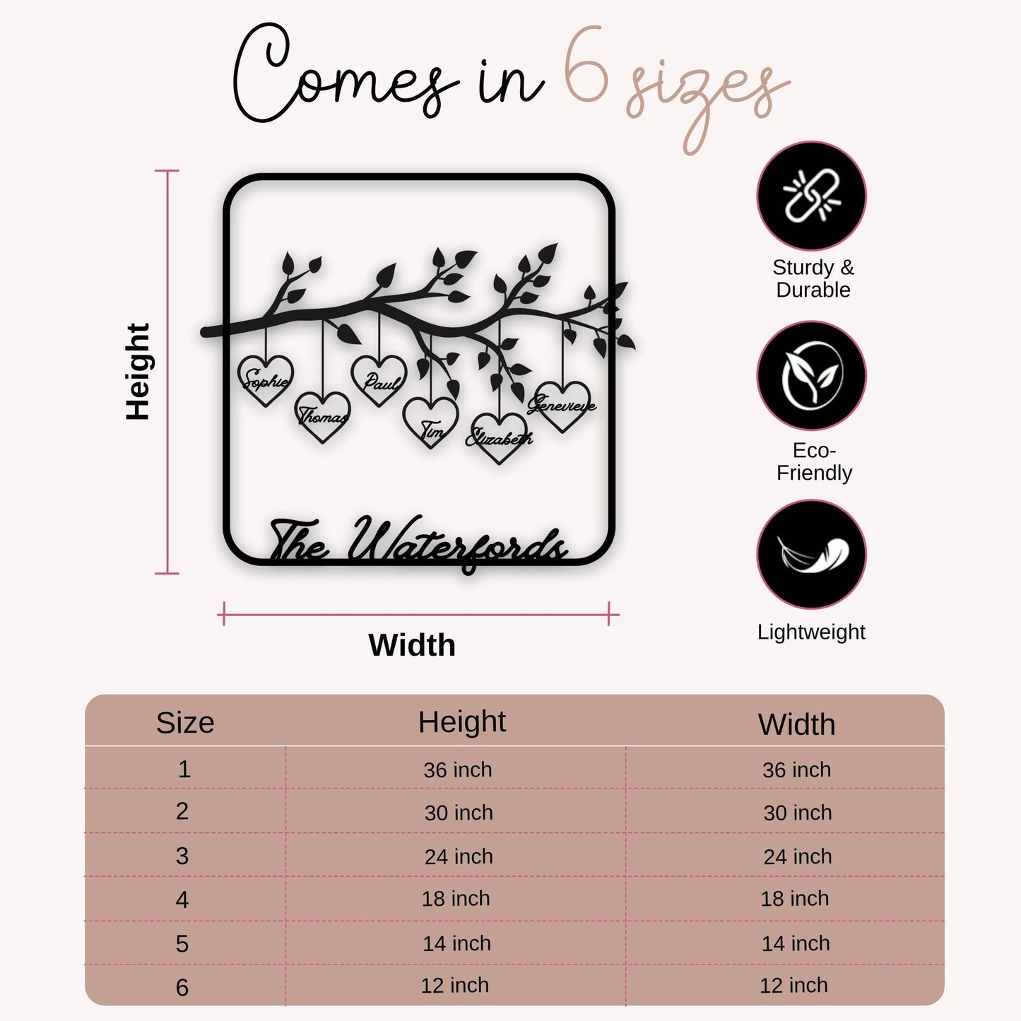 Personalized Family Tree Sign - Custom Metal Front Door Plaque | Durable Steel Wall Decor - timelessbohochic.com