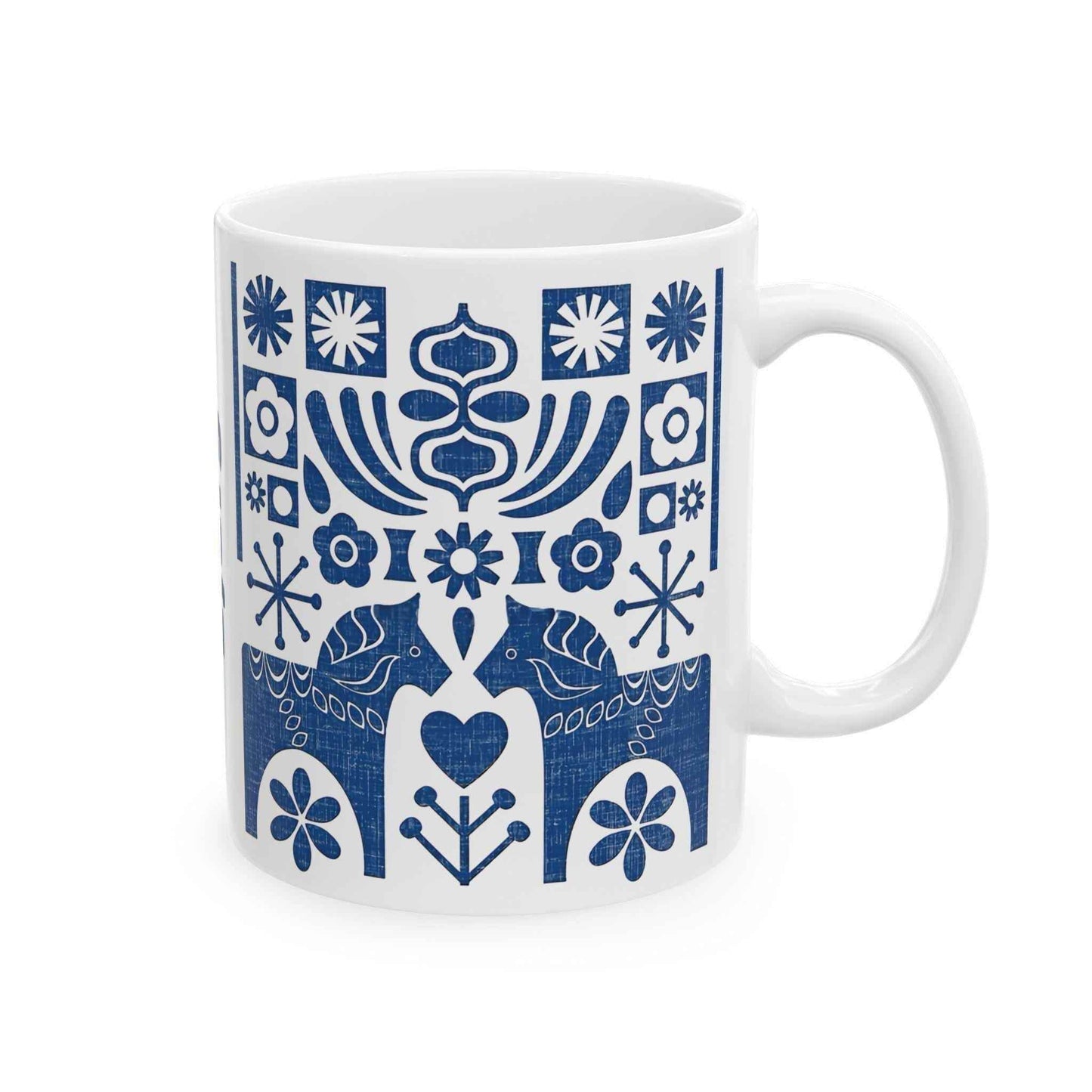 Blue Dala Horse Mug - Personalized Ceramic Coffee Cup | Unique Dad Gift - timelessbohochic.com