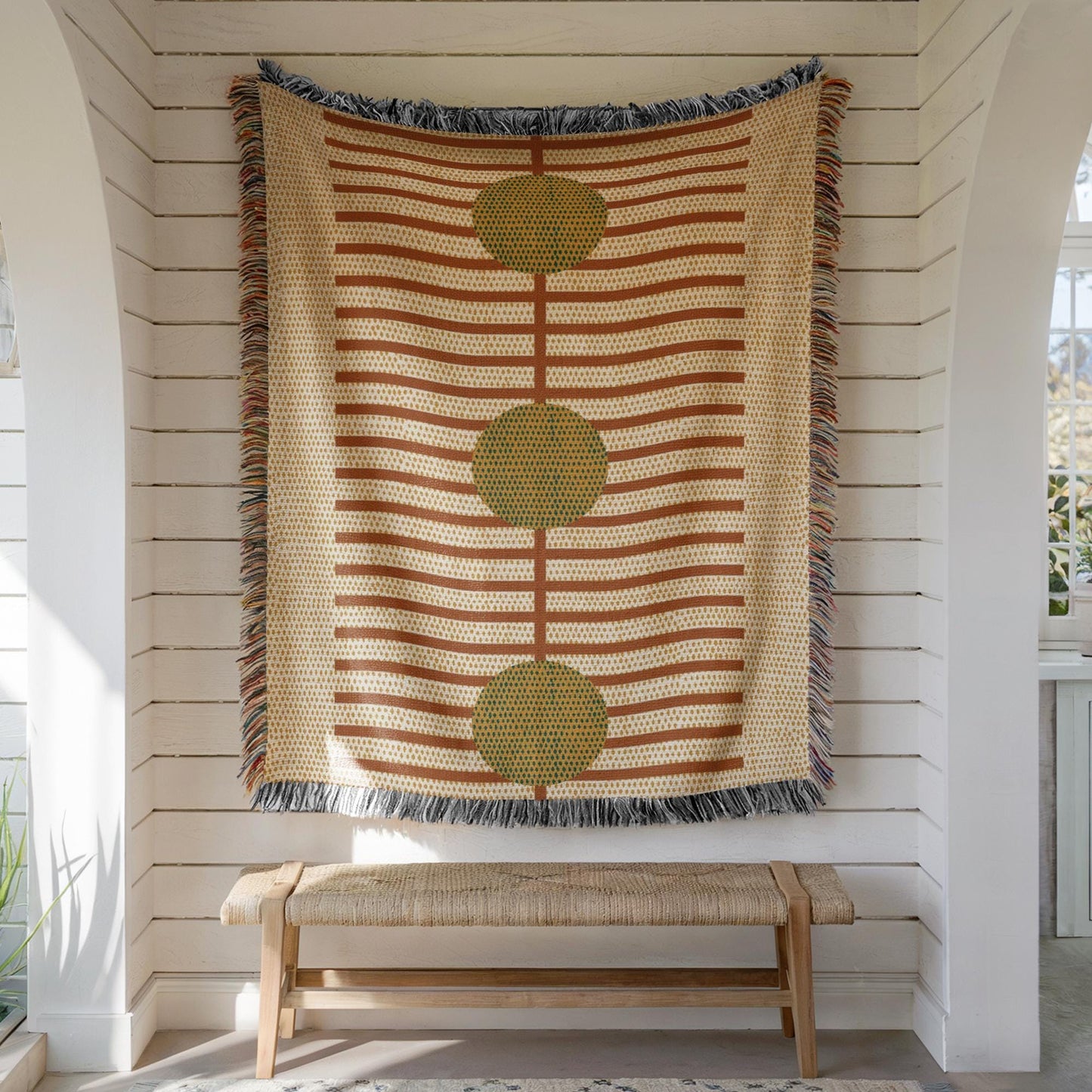 Woven Blanket - Rustic Stripes Cotton Throw With Fringed Edges For Cozy Living