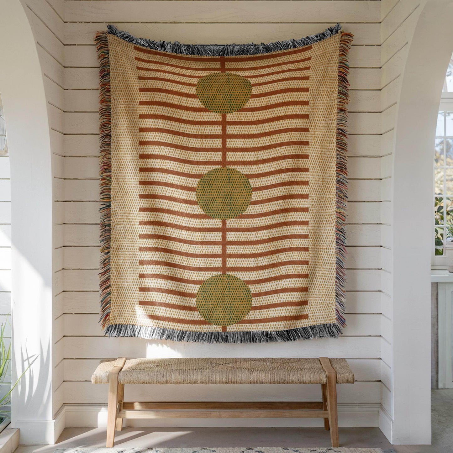 Woven Cotton Throw Blanket - Rustic Stripes Design with Fringed Edges for Cozy Living - timelessbohochic.com