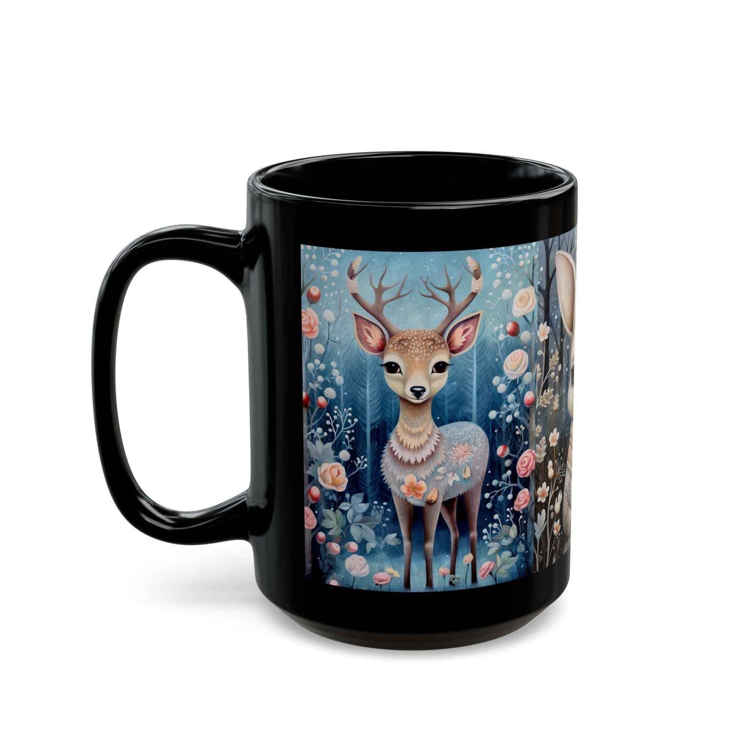 Scandinavian Folk Art Mug – Vintage Woodland Animals Ceramic Coffee Cup | Cozy Hygge Gift - timelessbohochic.com
