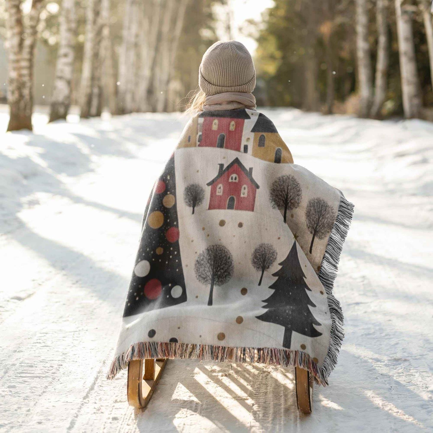 Christmas Village Tapestry - Cozy Cotton Blanket with Festive Wall Decor Accent - timelessbohochic.com