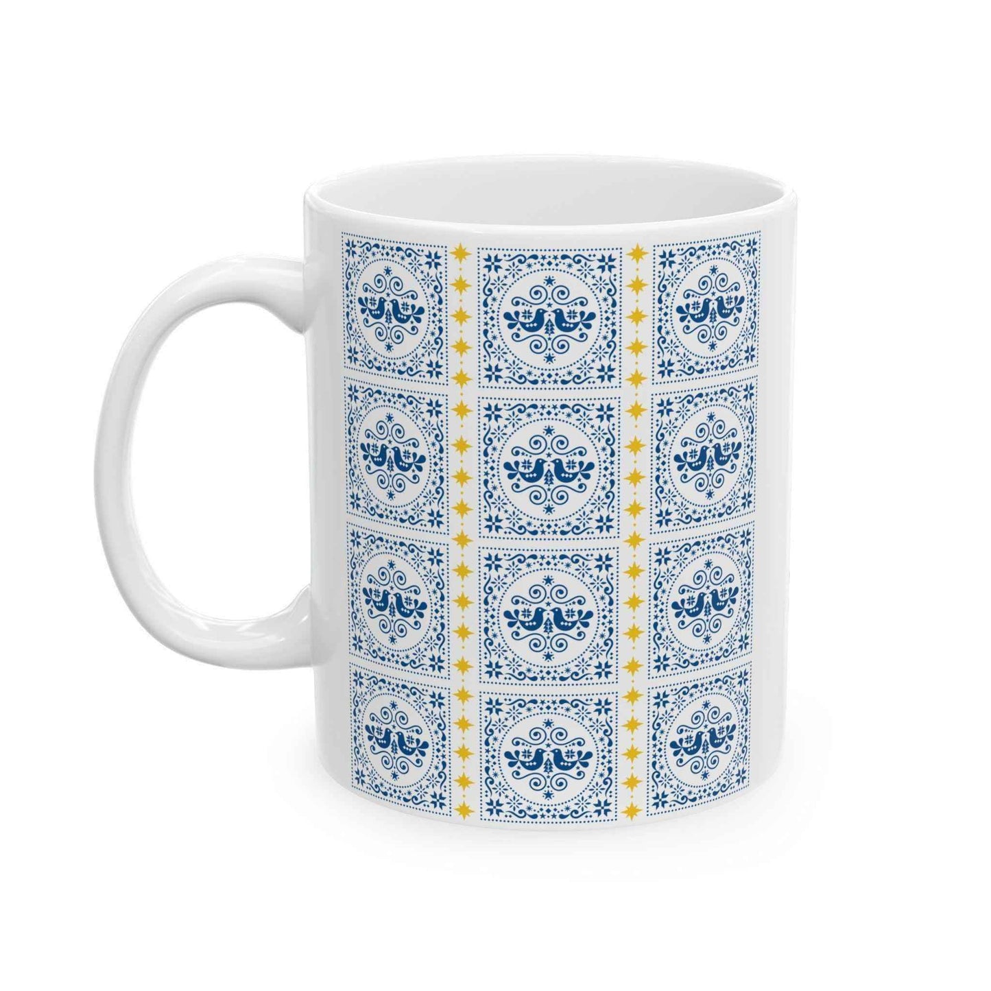 Personalized Ceramic Mug – Scandinavian Style Mug with Swedish Birds Design - timelessbohochic.com
