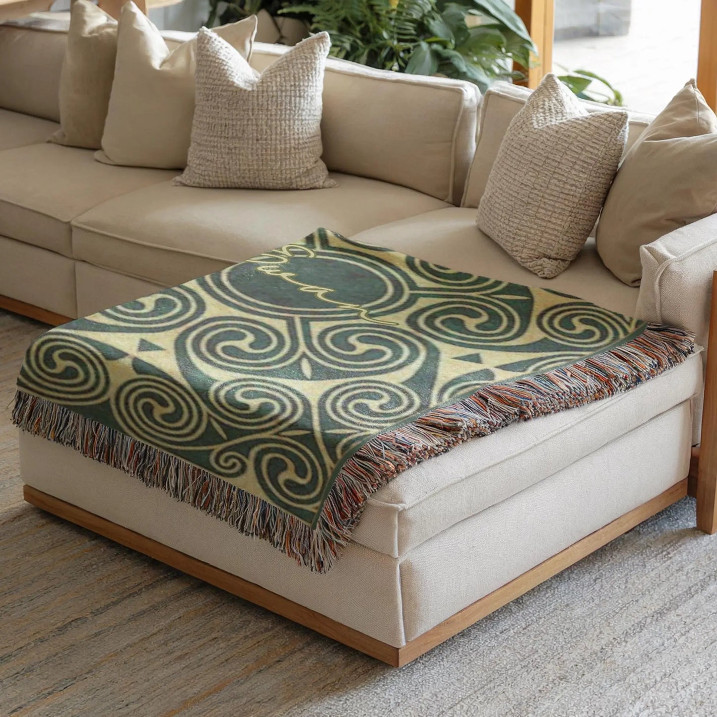 Celtic Cotton Throw Blanket – Woven Cotton Blanket With Fringed Edge, Soft Breathable Fabric