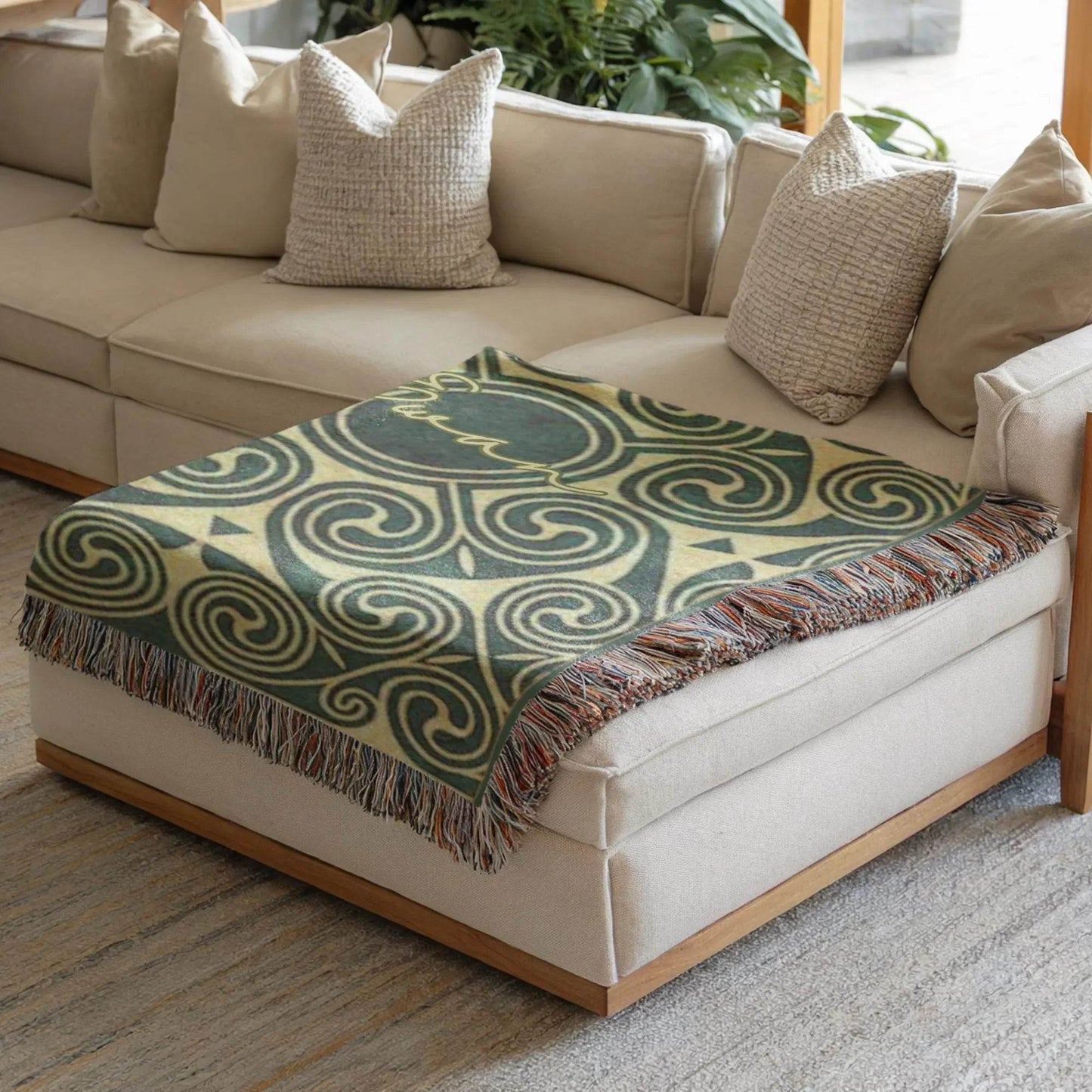 Celtic Cotton Throw Blanket – Woven Cotton Blanket With Fringed Edge, Soft Breathable Fabric - timelessbohochic.com