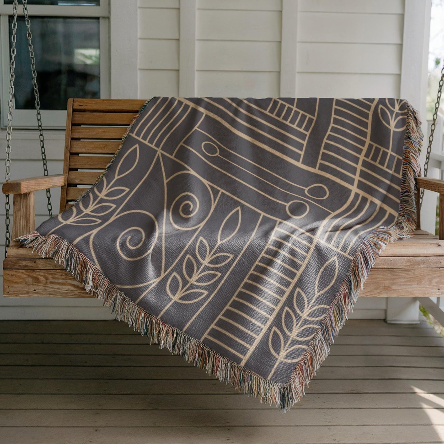 Woven Tapestry Blanket – Modern Throw Blanket with Geometric Pattern, Cozy Home Decor
