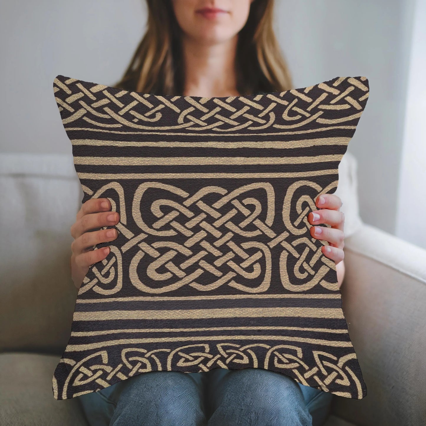 Irish Eternity Knot Throw - Cotton Woven Blanket & Pillow Set | Cozy Celtic Home Decor