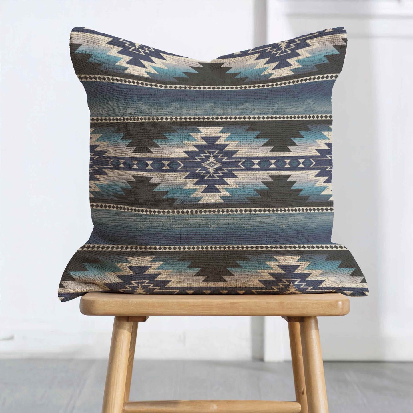 Navajo Cotton Throw Pillow - Rustic Boho Pillow Cover with Colorful Fringed Edges - timelessbohochic.com
