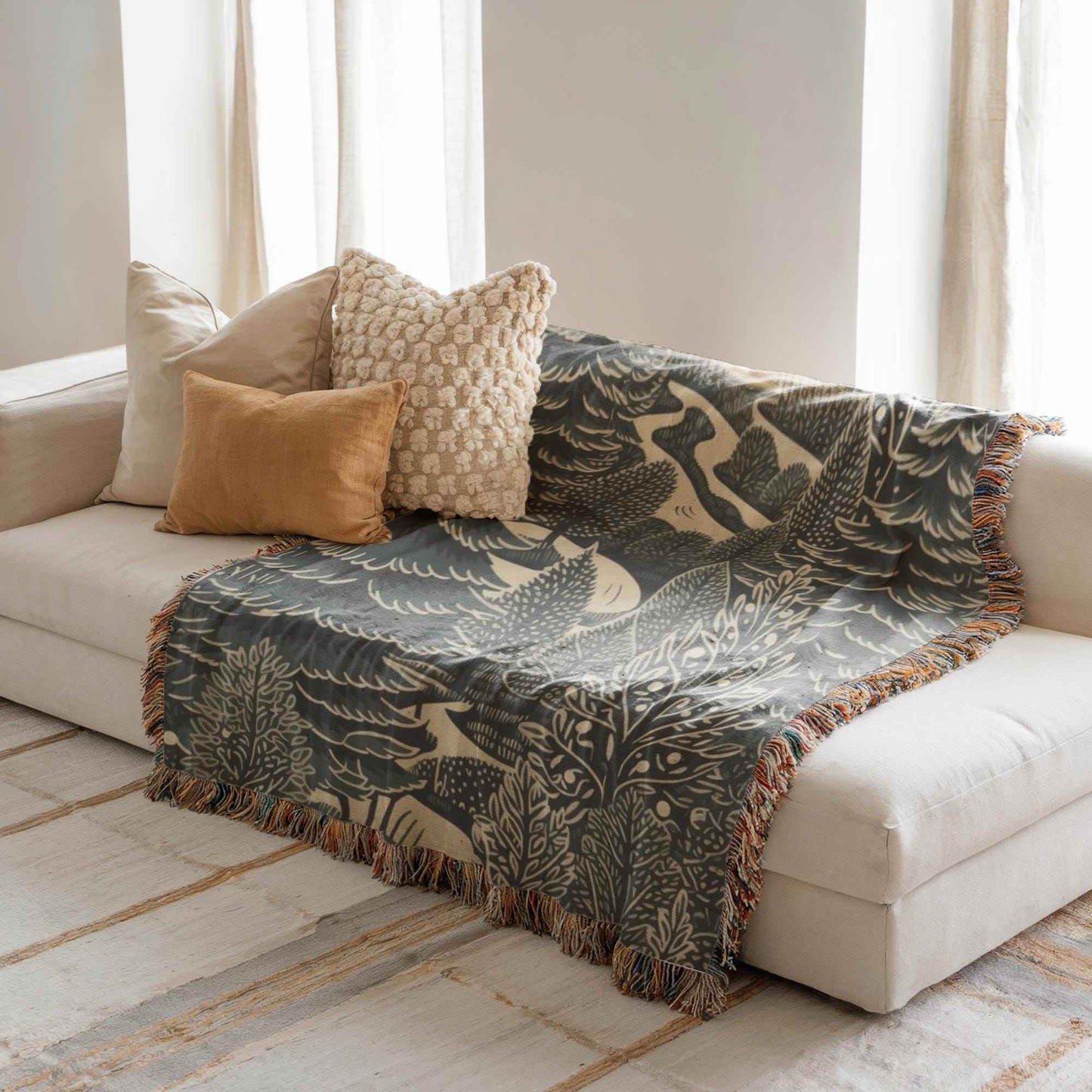 Holiday Woven Blanket – Cozy Cabin Throw With Christmas Tree Design, 3 Sizes - timelessbohochic.com