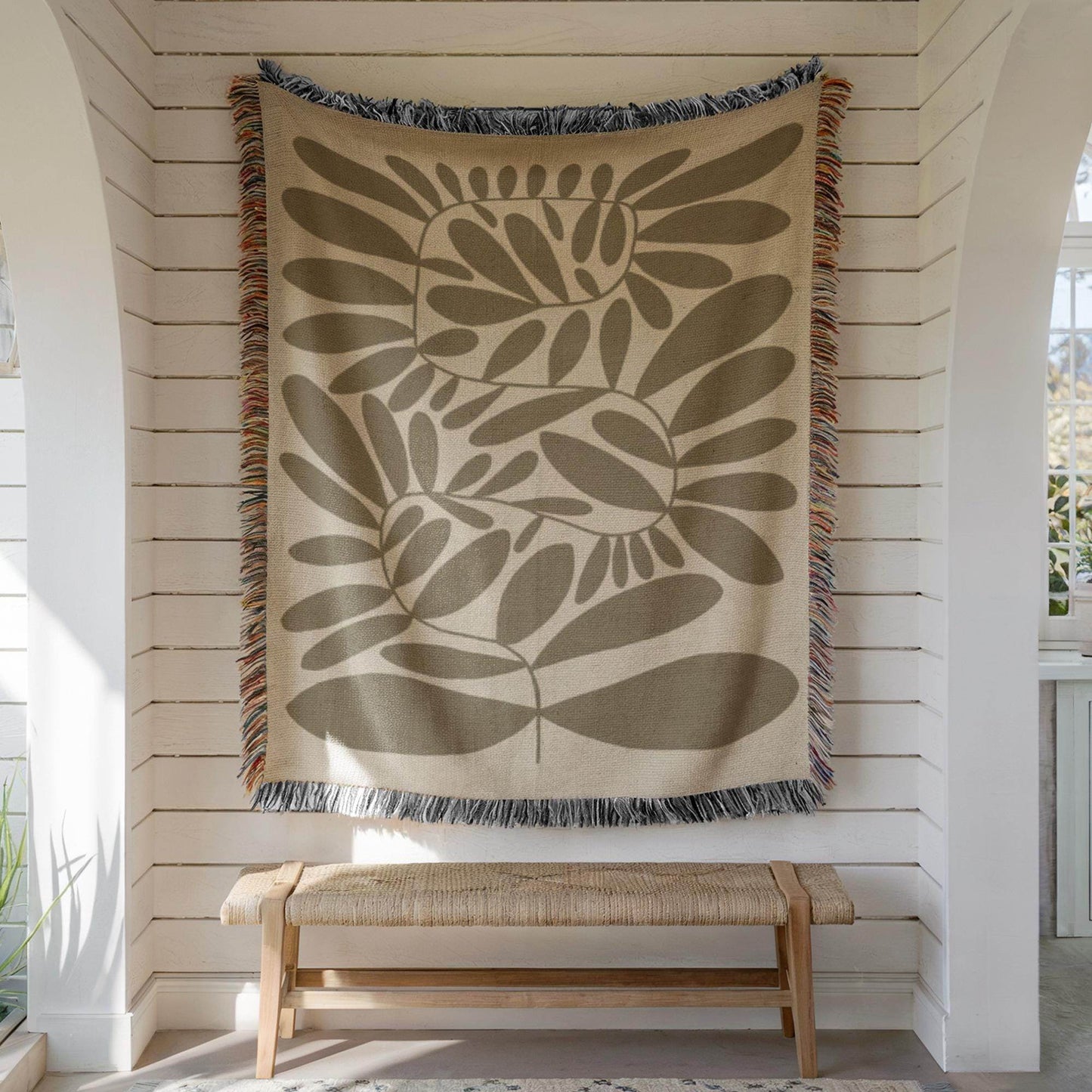 Woven Throw Blanket – Cozy Cotton Patio Blanket with Fringed Edge for Garden - timelessbohochic.com