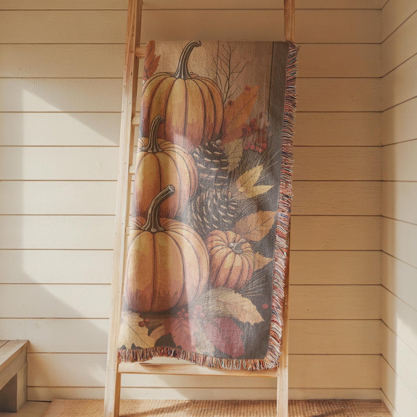 Fall Decor Thanksgiving Art Tapestry with Pumpkins Wall Hanging, Autumn Harvest Season Gift Fall Textile Wall Art for Home Decor & Fireplace